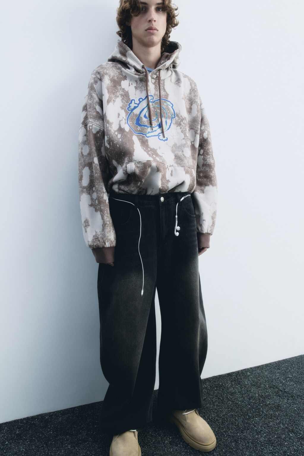 Джинсы экстраширокие с волнистыми боковыми швами - цвет черный - 1