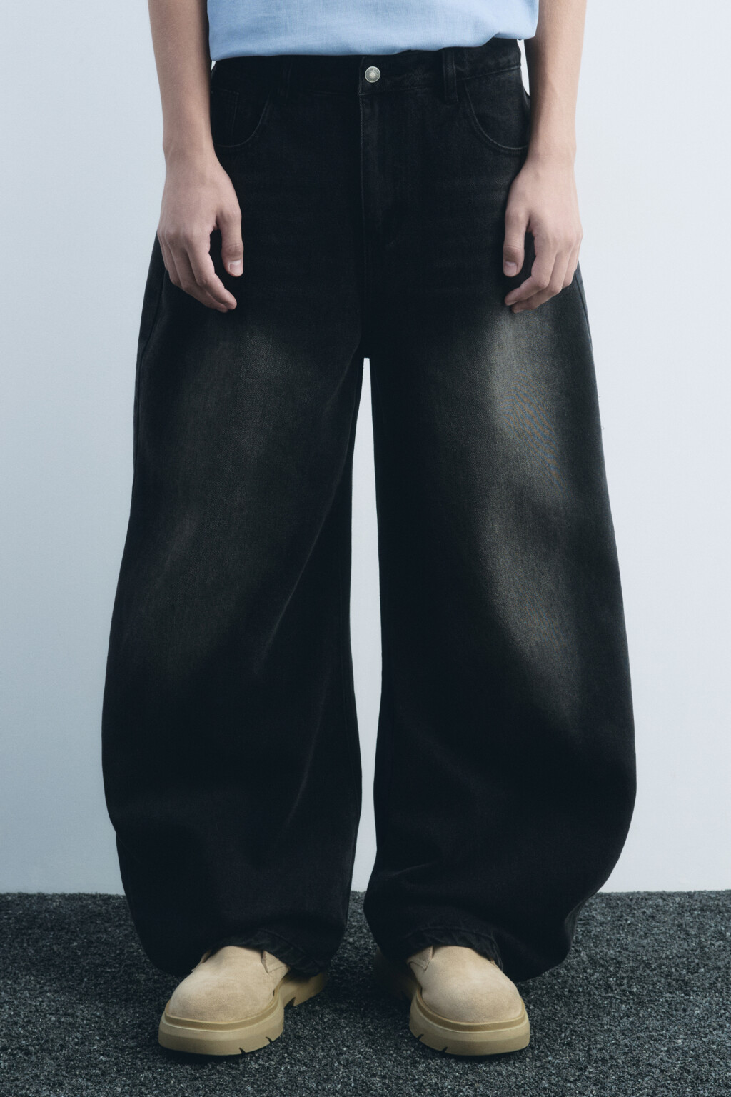 Джинсы экстраширокие с волнистыми боковыми швами - цвет черный - 3