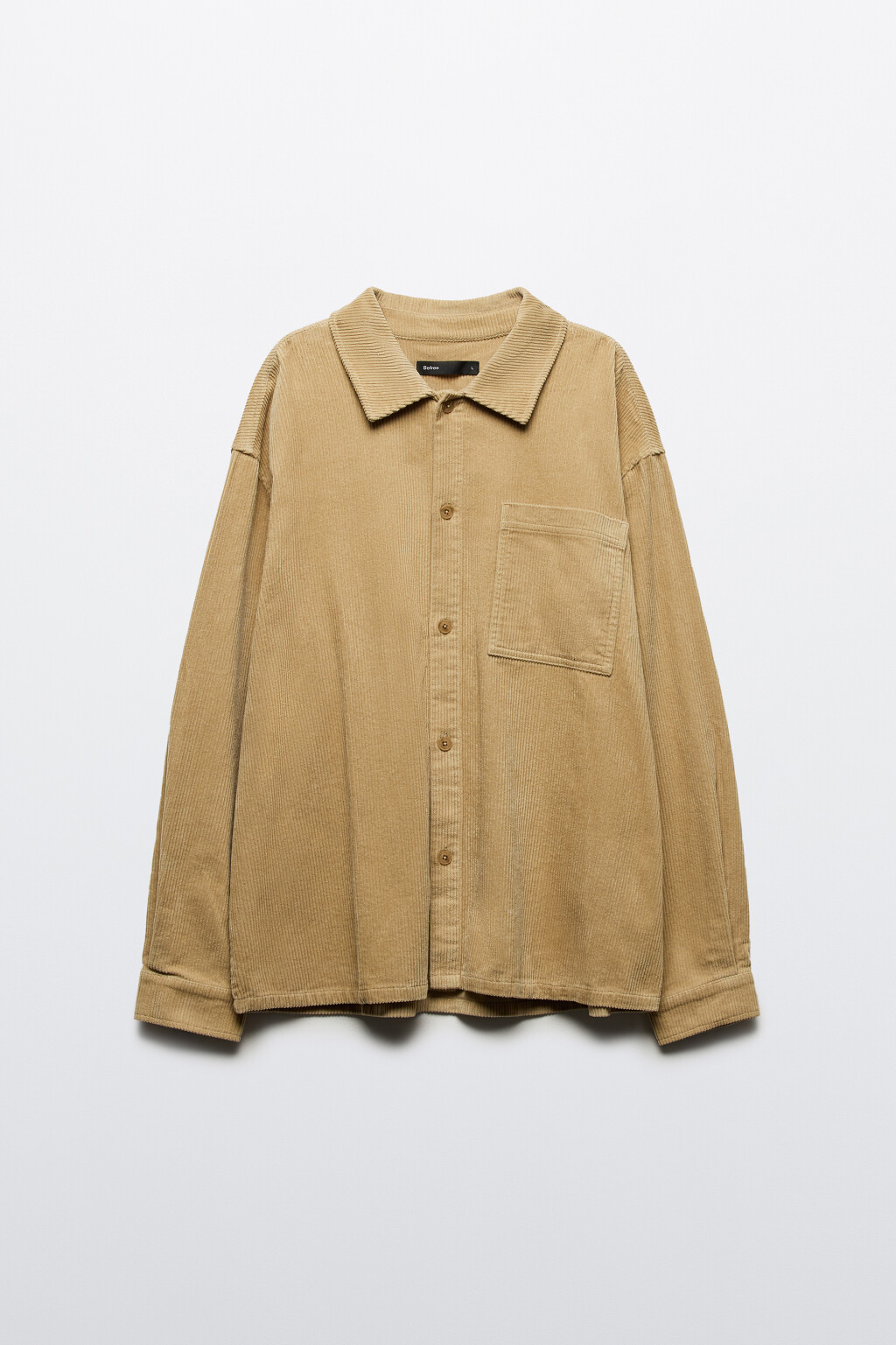 Рубашка overszie вельветовая с карманом - цвет бежевый - 9