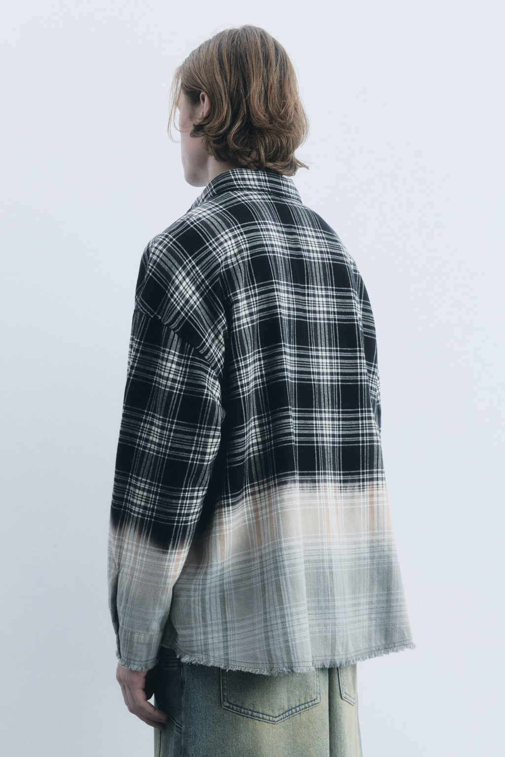 Рубашка oversize клетчатая с вареным эффектом - цвет мультиколор - 4