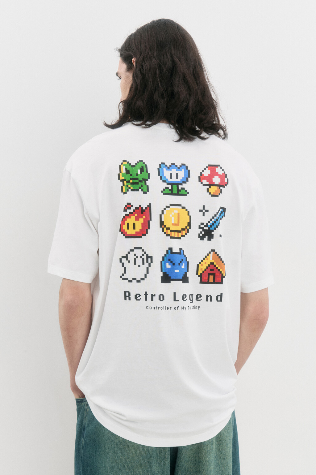 Футболка хлопковая свободная с принтом - цвет белый - 6