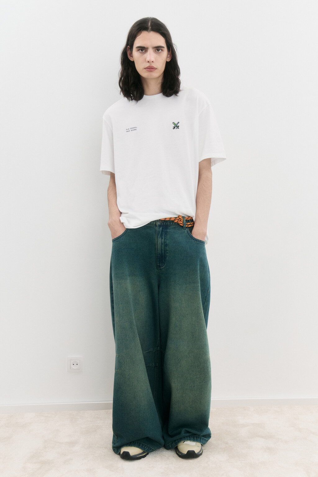 Футболка хлопковая свободная с принтом - цвет белый - 3