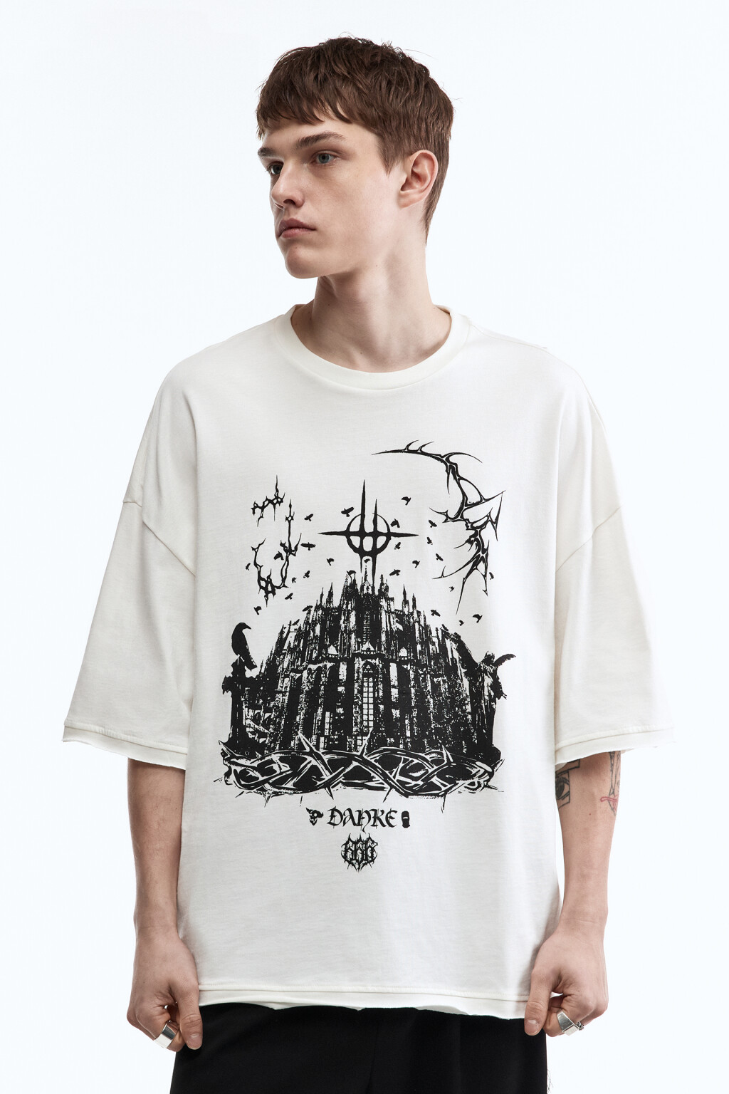 Футболка oversize с принтом в стиле гранж - цвет белый - 2