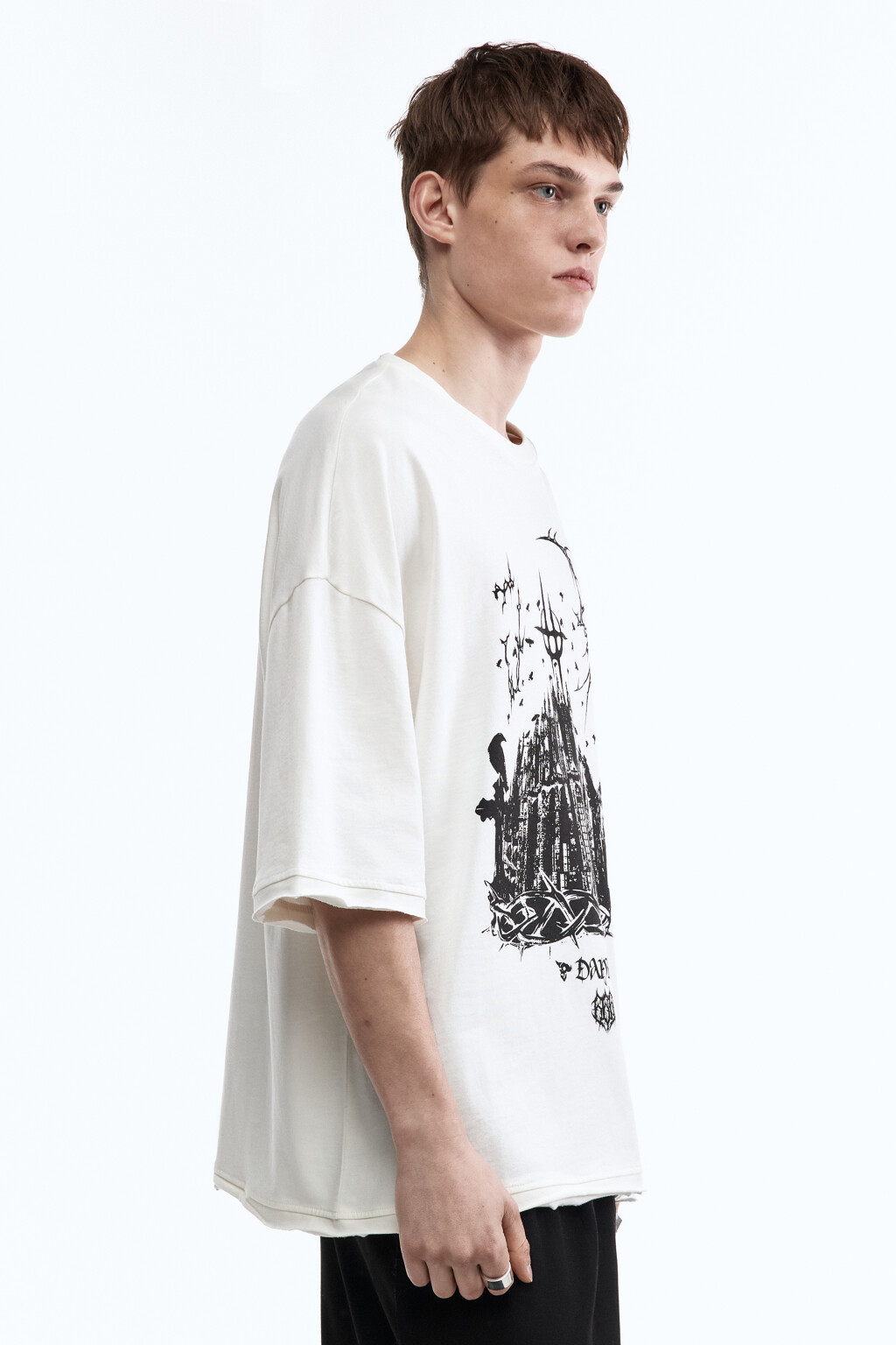 Футболка oversize с принтом в стиле гранж - цвет белый - 3