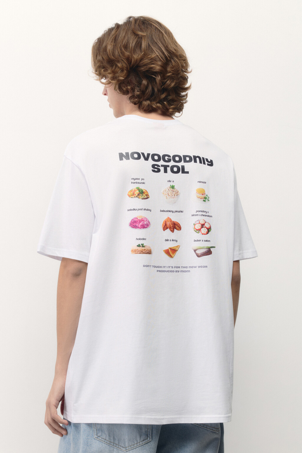 Футболка хлопковая с новогодним принтом - цвет белый - 5