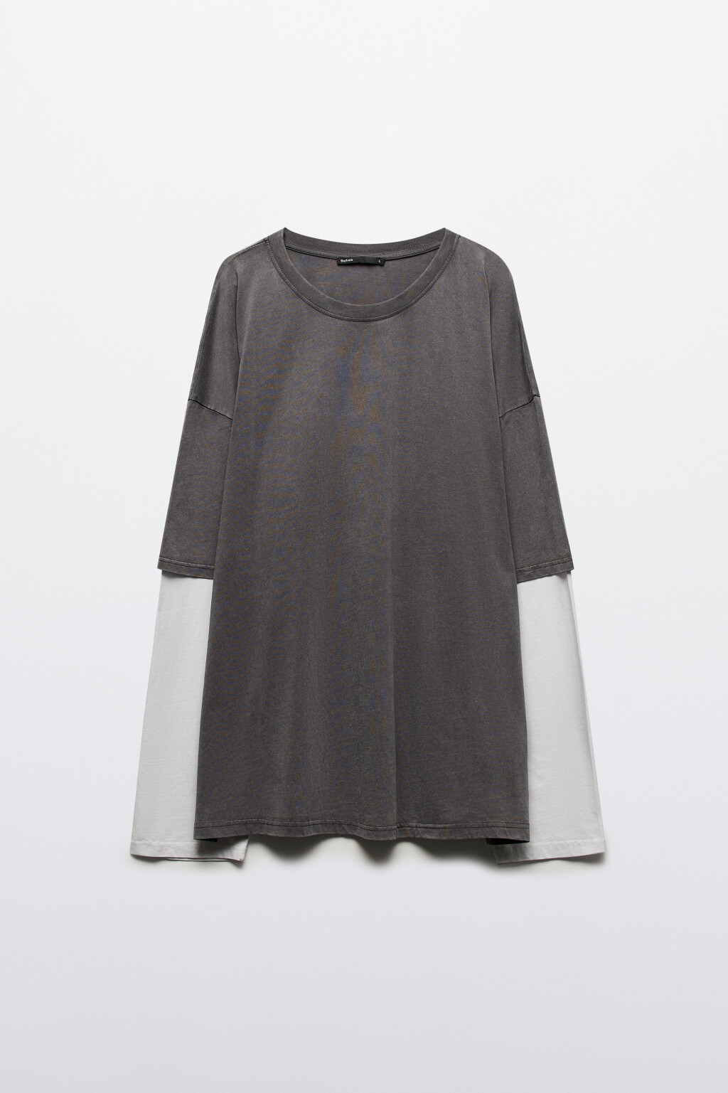 Лонгслив хлопковый с двойными рукавами - цвет серый - 9