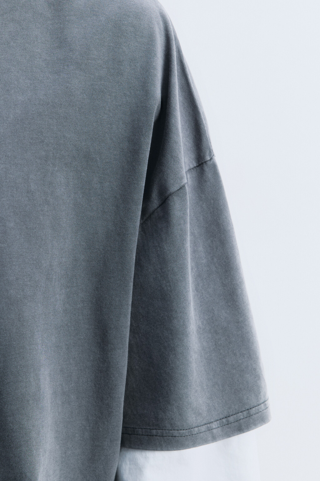 Лонгслив хлопковый с двойными рукавами - цвет серый - 8