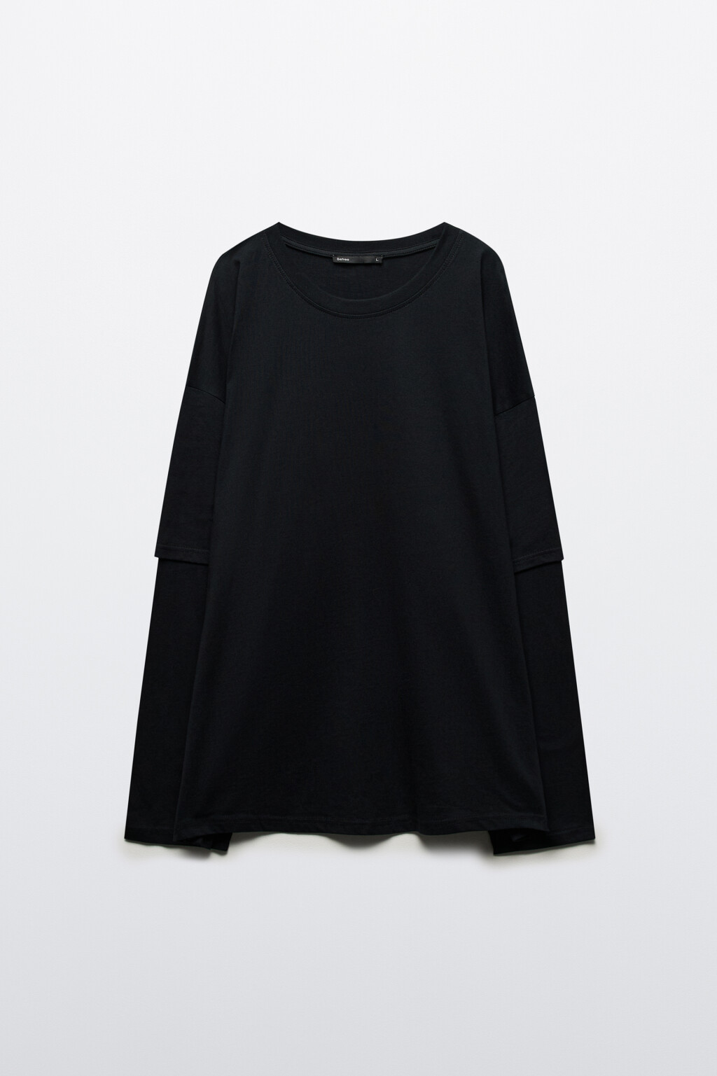 Лонгслив хлопковый с двойными рукавами - цвет черный - 9