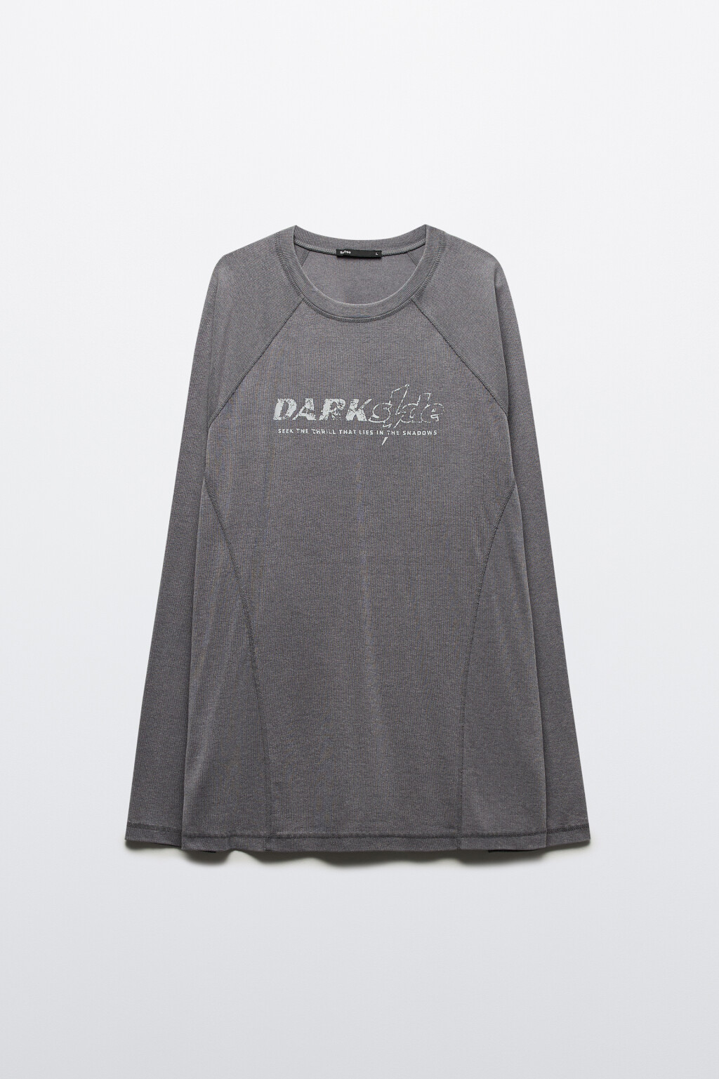 Лонгслив свободный с вареным эффектом и надписью - цвет серый - 8