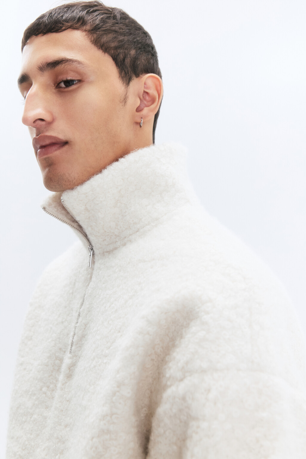 Толстовка half-zip флисовая с воротником-стойкой - цвет бежевый - 2