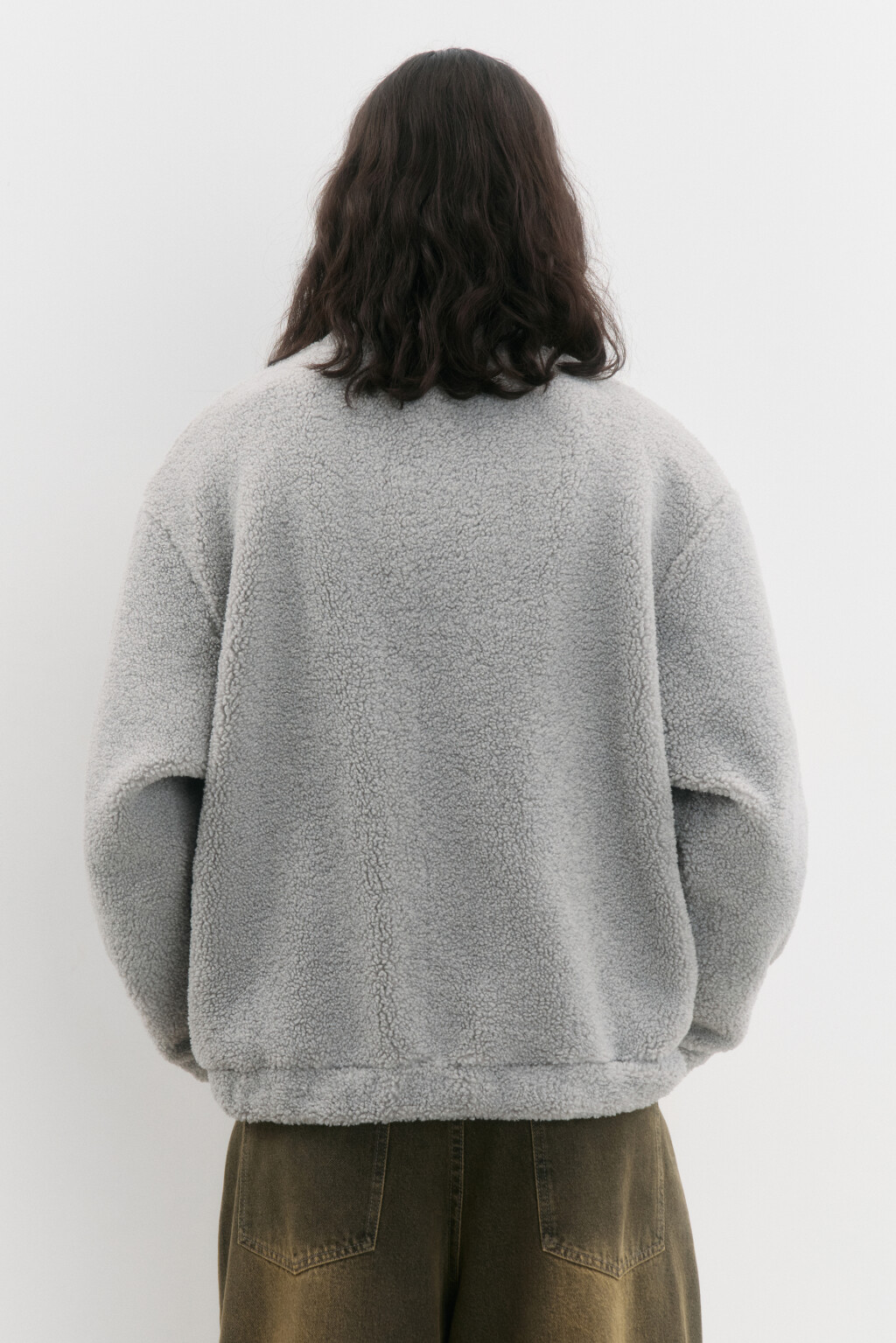 Свитшот oversize из флиса - цвет серый - 4