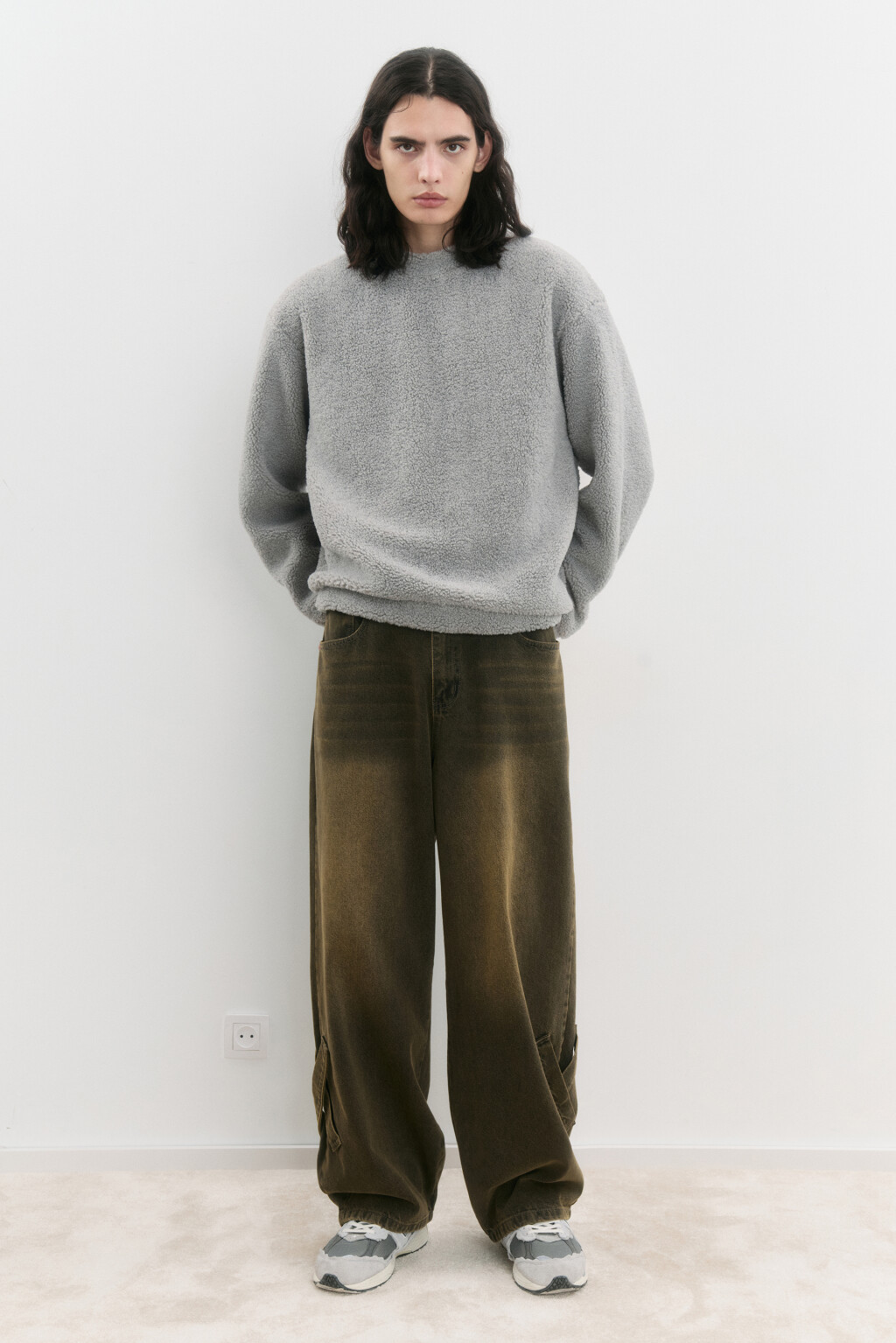 Свитшот oversize из флиса - цвет серый - 5