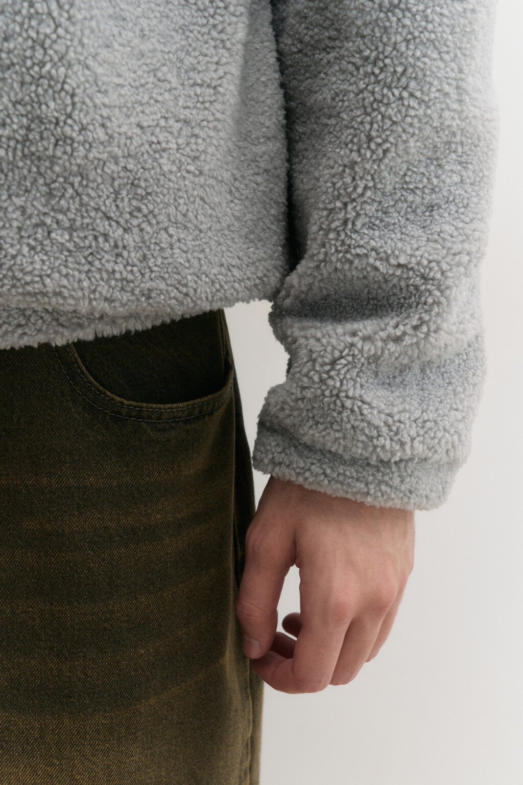 Свитшот oversize из флиса - цвет серый - 8