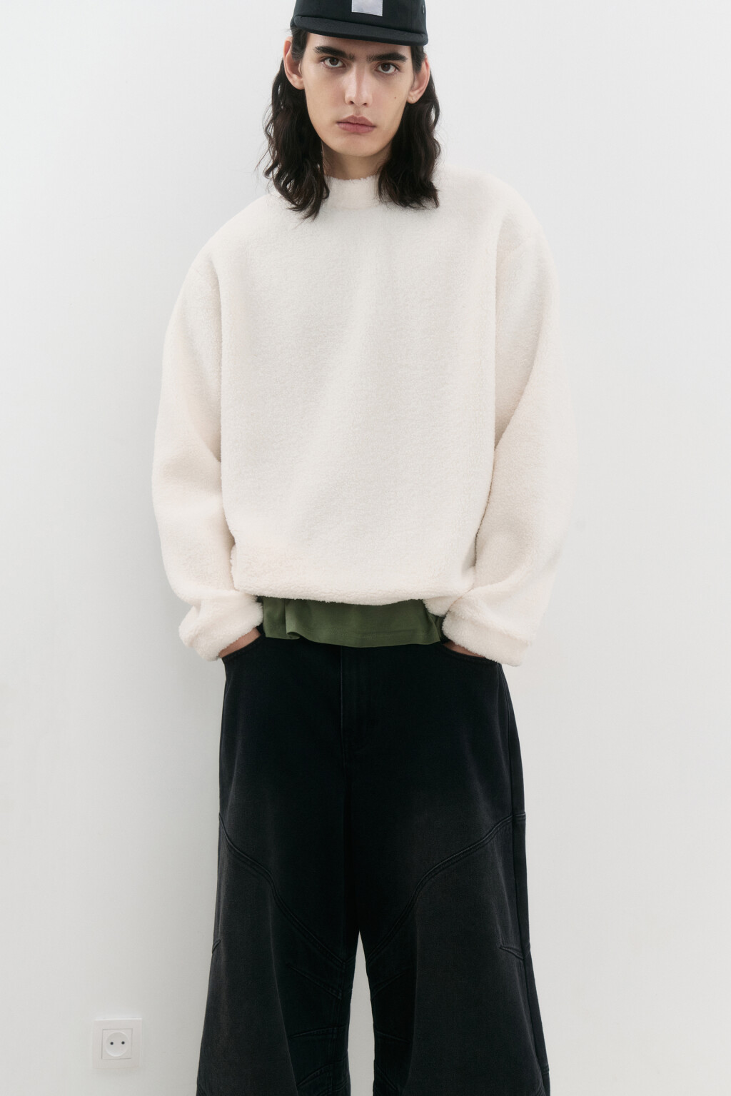 Свитшот oversize из флиса - цвет бежевый - 5