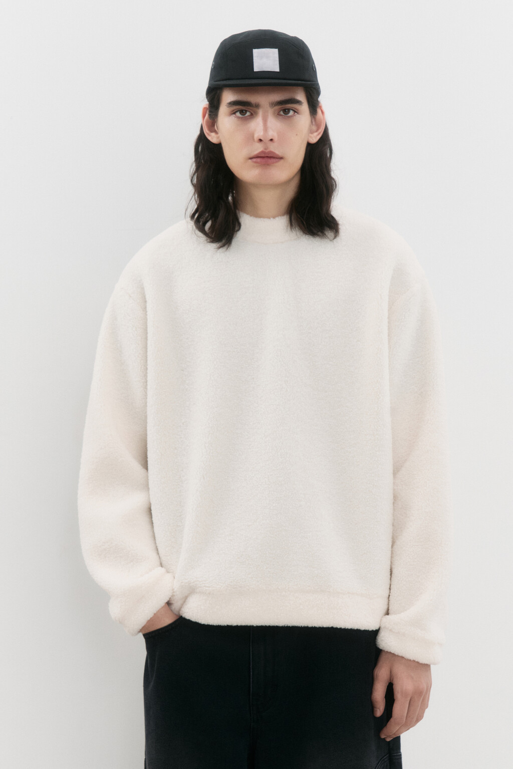 Свитшот oversize из флиса - цвет бежевый - 2