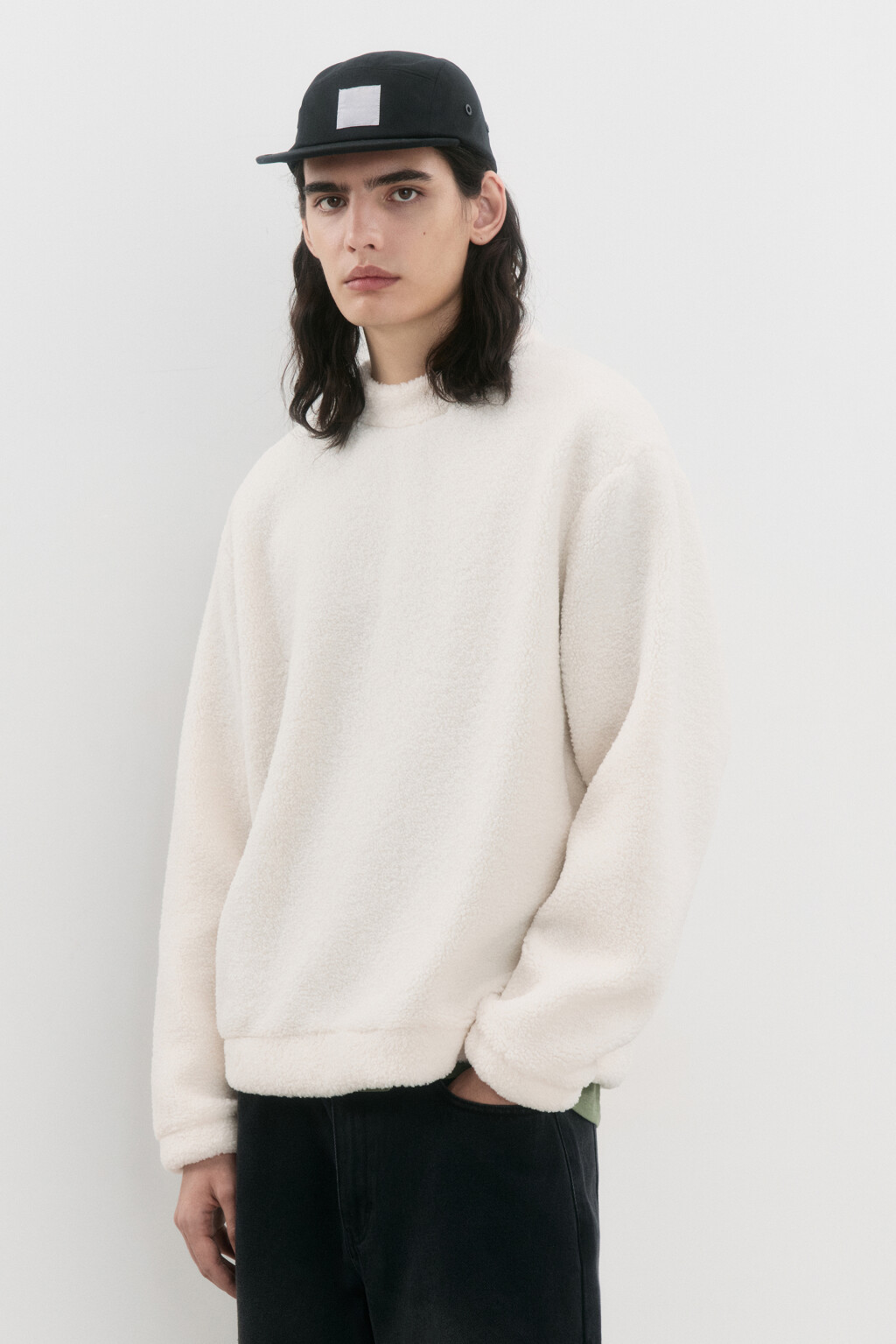 Свитшот oversize из флиса - цвет бежевый - 3