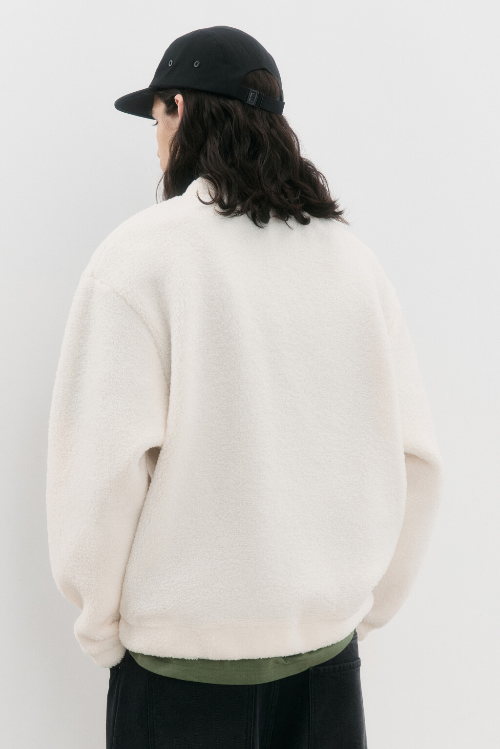 Свитшот oversize из флиса - цвет бежевый - 4