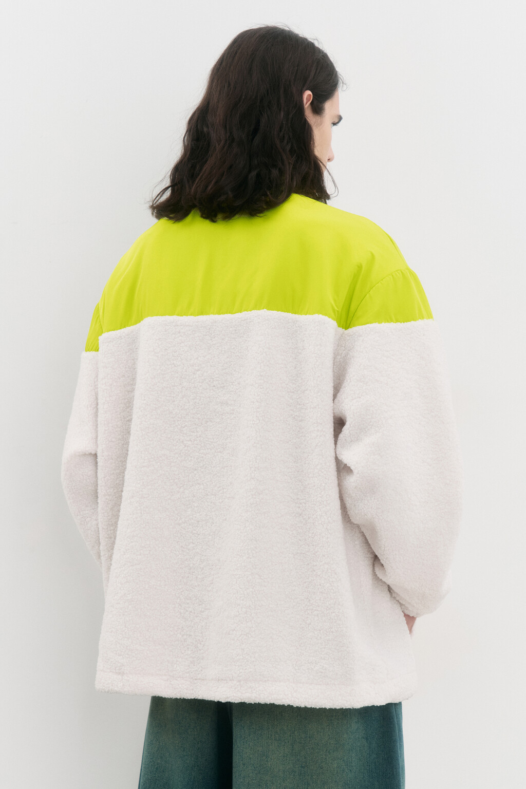 Свитшот half-zip утепленный с воротником-стойкой - цвет белый - 4