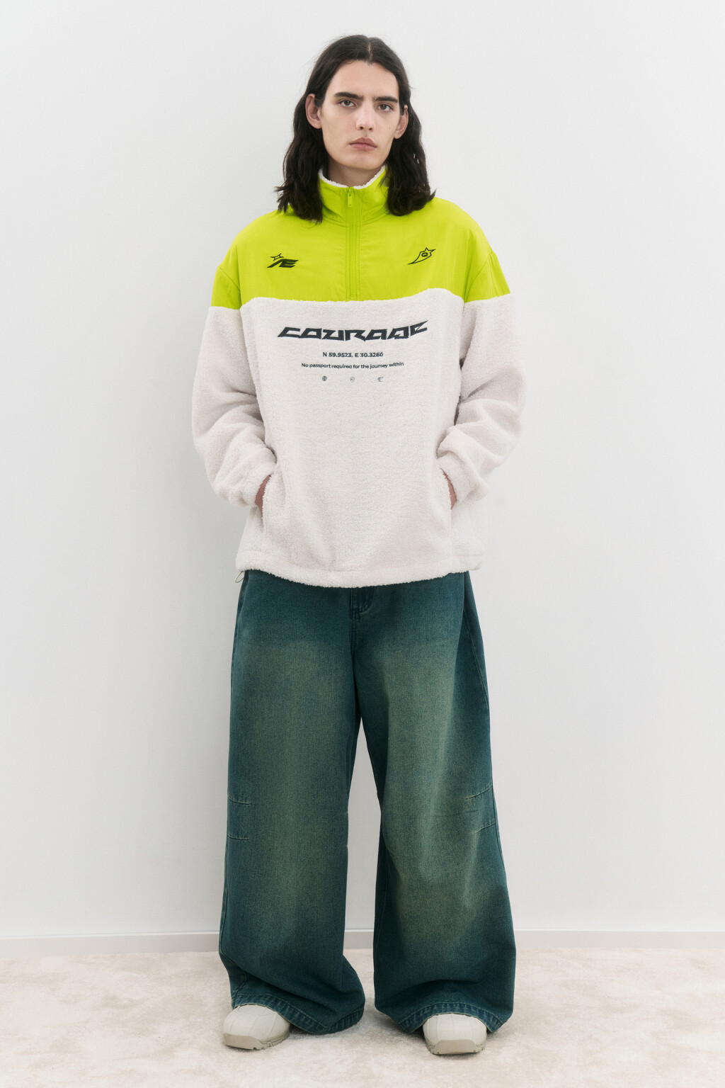 Свитшот half-zip утепленный с воротником-стойкой - цвет белый - 5