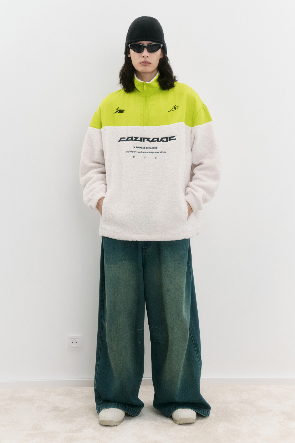 Свитшот half-zip утепленный с воротником-стойкой - цвет белый - 6