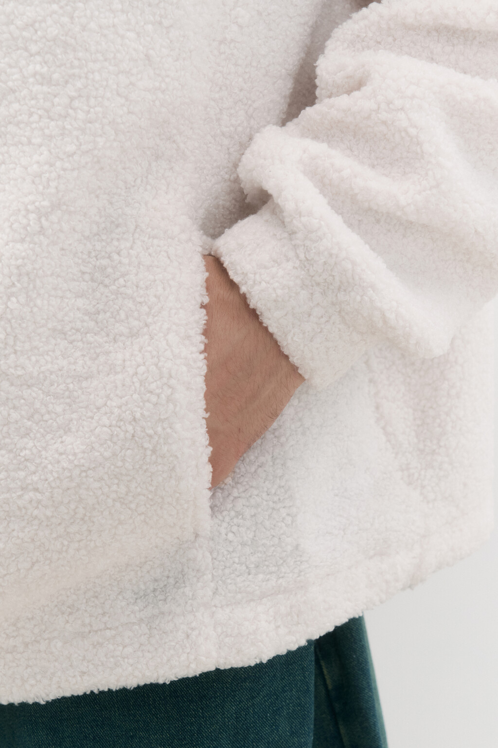 Свитшот half-zip утепленный с воротником-стойкой - цвет белый - 8