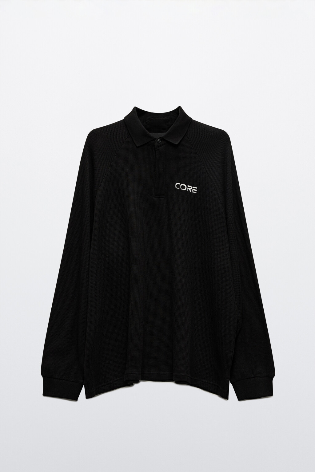 Свитшот с надписью и отложным воротником - цвет черный - 9