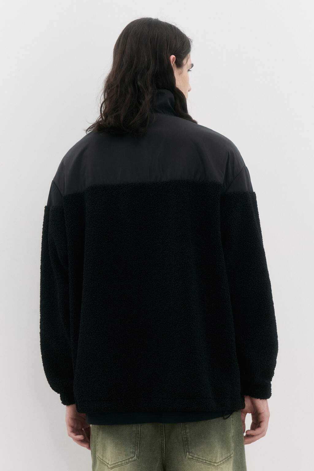 Свитшот half-zip утепленный с воротником-стойкой - цвет черный - 4