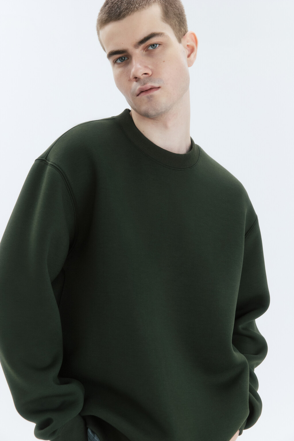 Свитшот базовый из джерси - цвет зеленый - 1