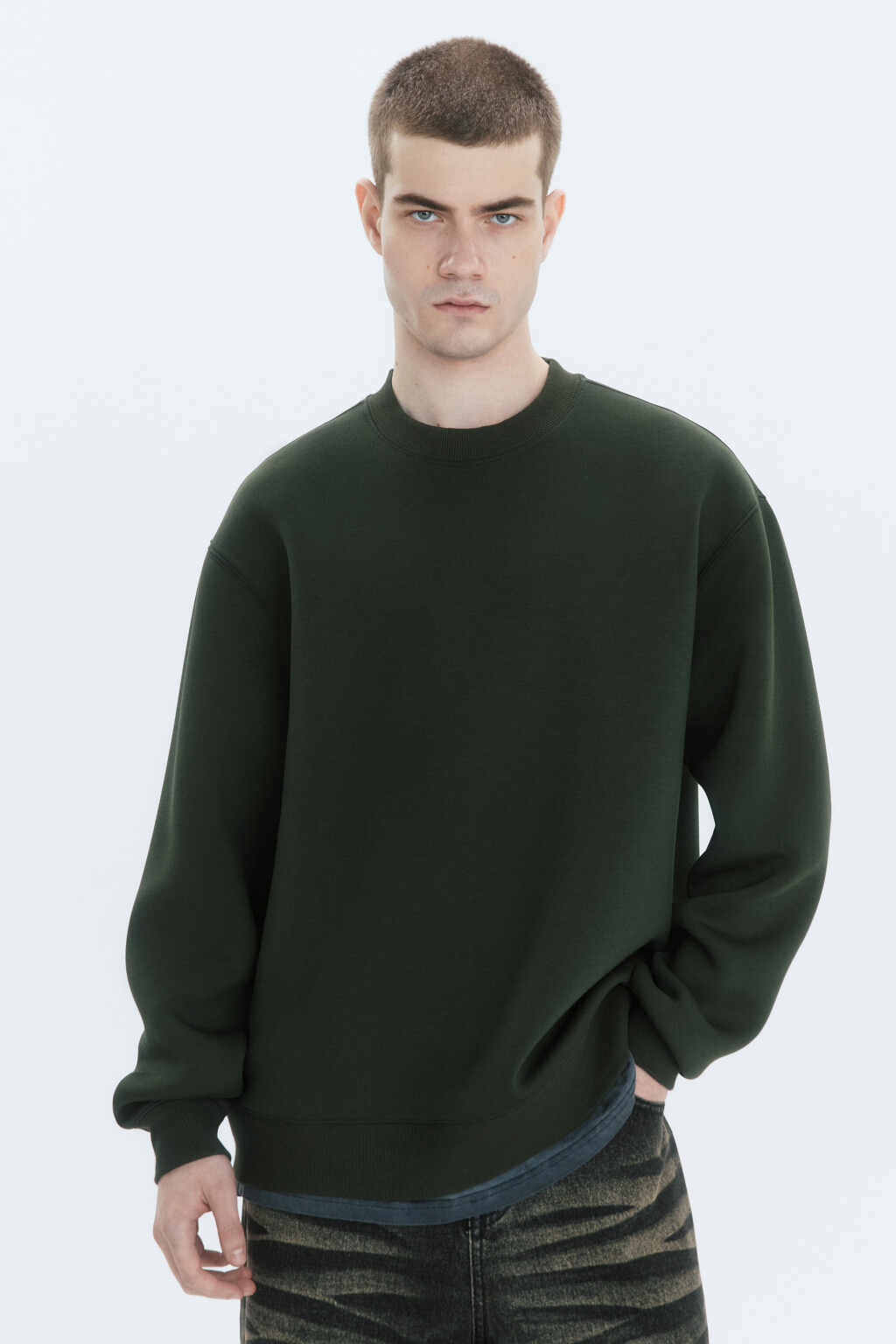 Свитшот базовый из джерси - цвет зеленый - 2
