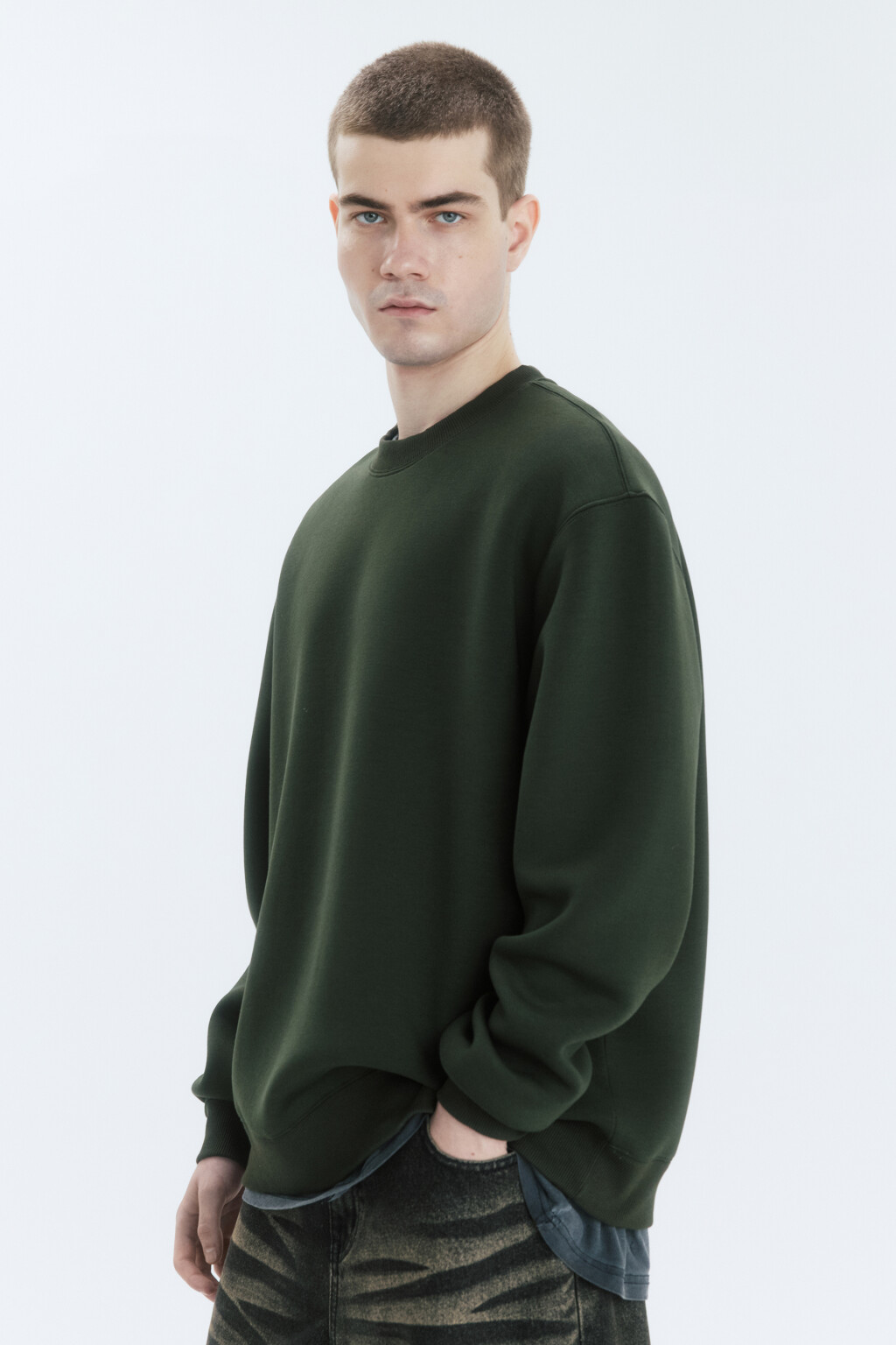 Свитшот базовый из джерси - цвет зеленый - 3