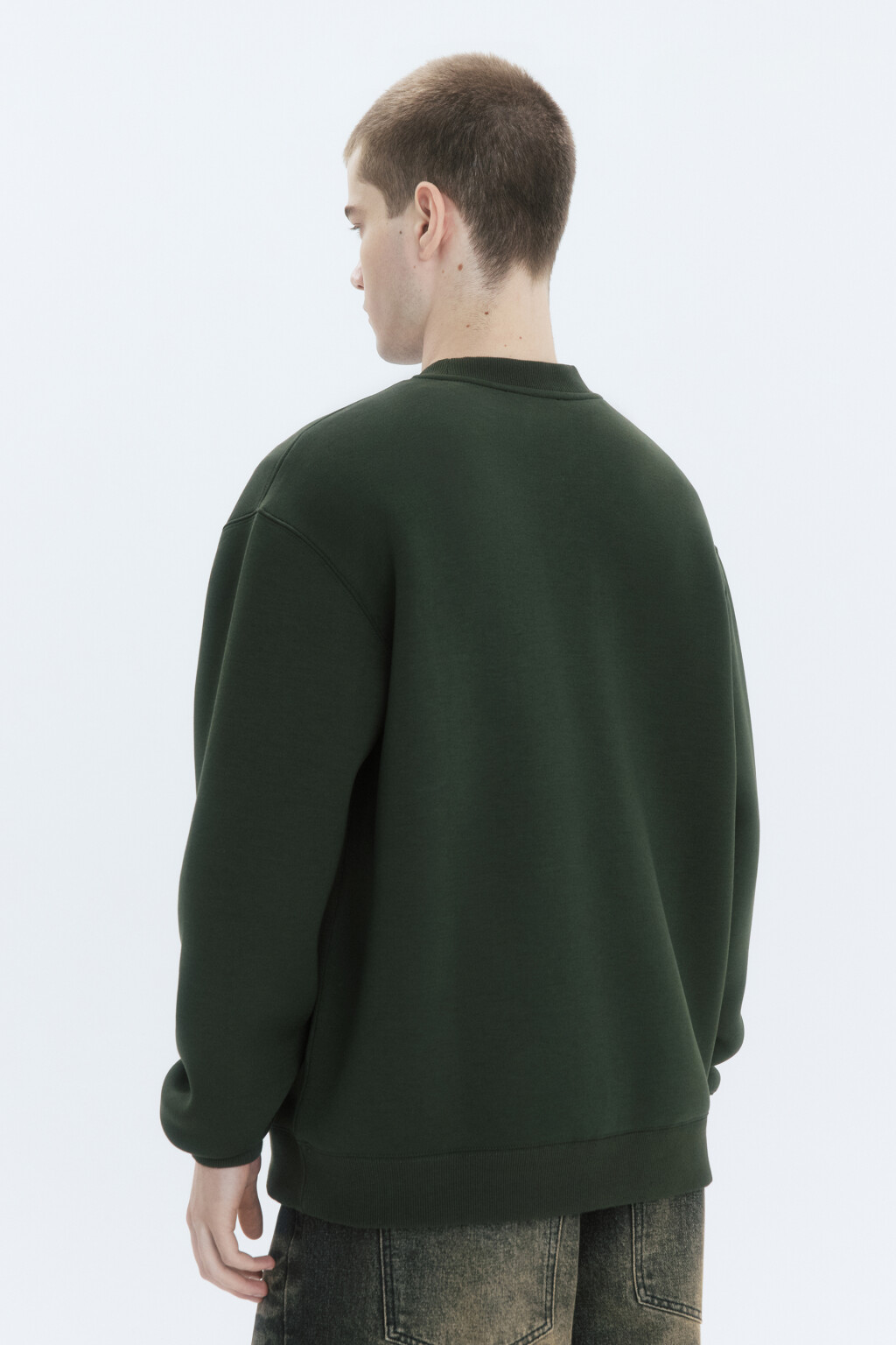 Свитшот базовый из джерси - цвет зеленый - 4