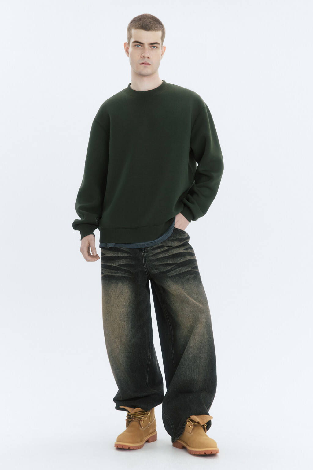 Свитшот базовый из джерси - цвет зеленый - 5