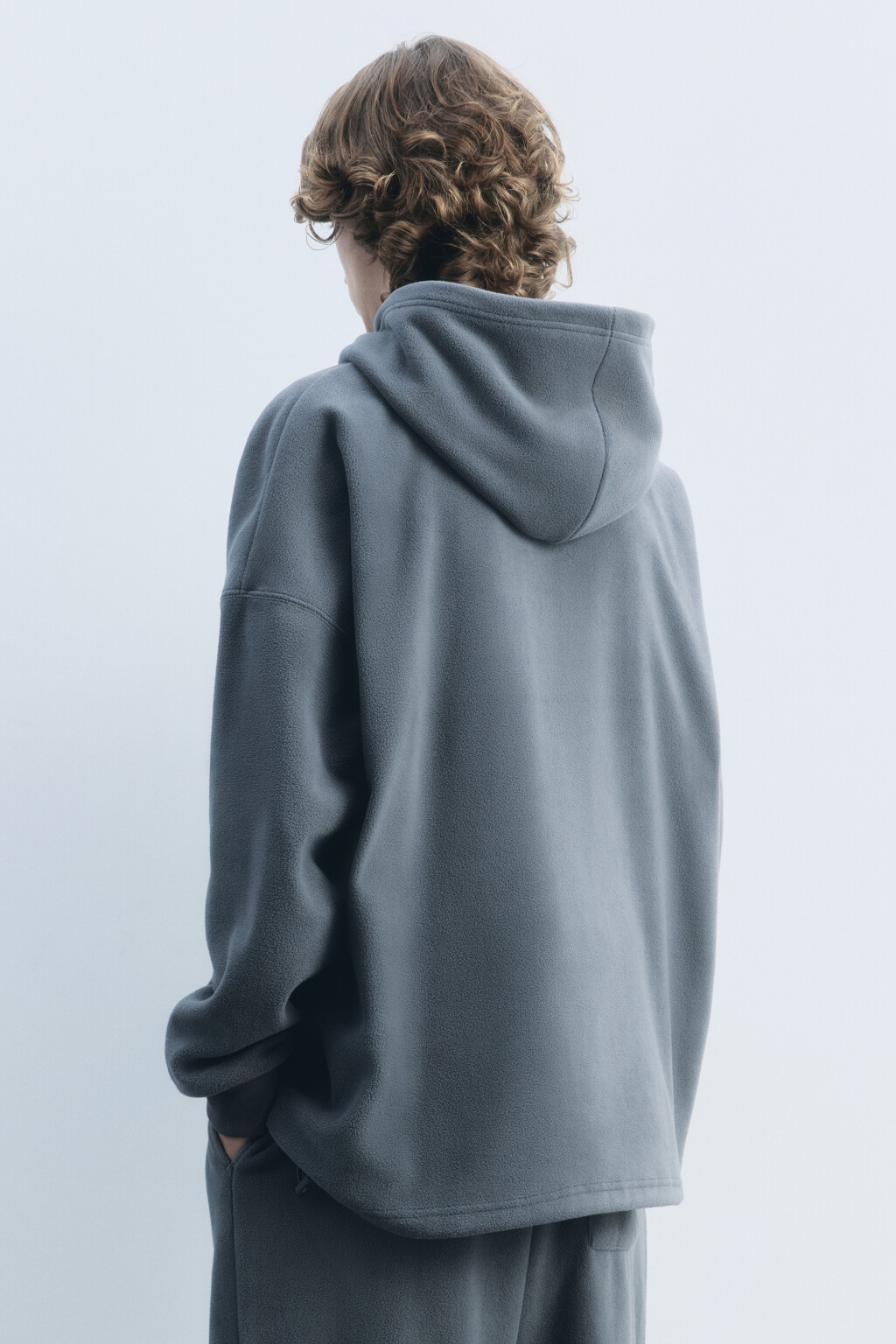 Худи oversize флисовая с капюшоном - цвет серый - 5