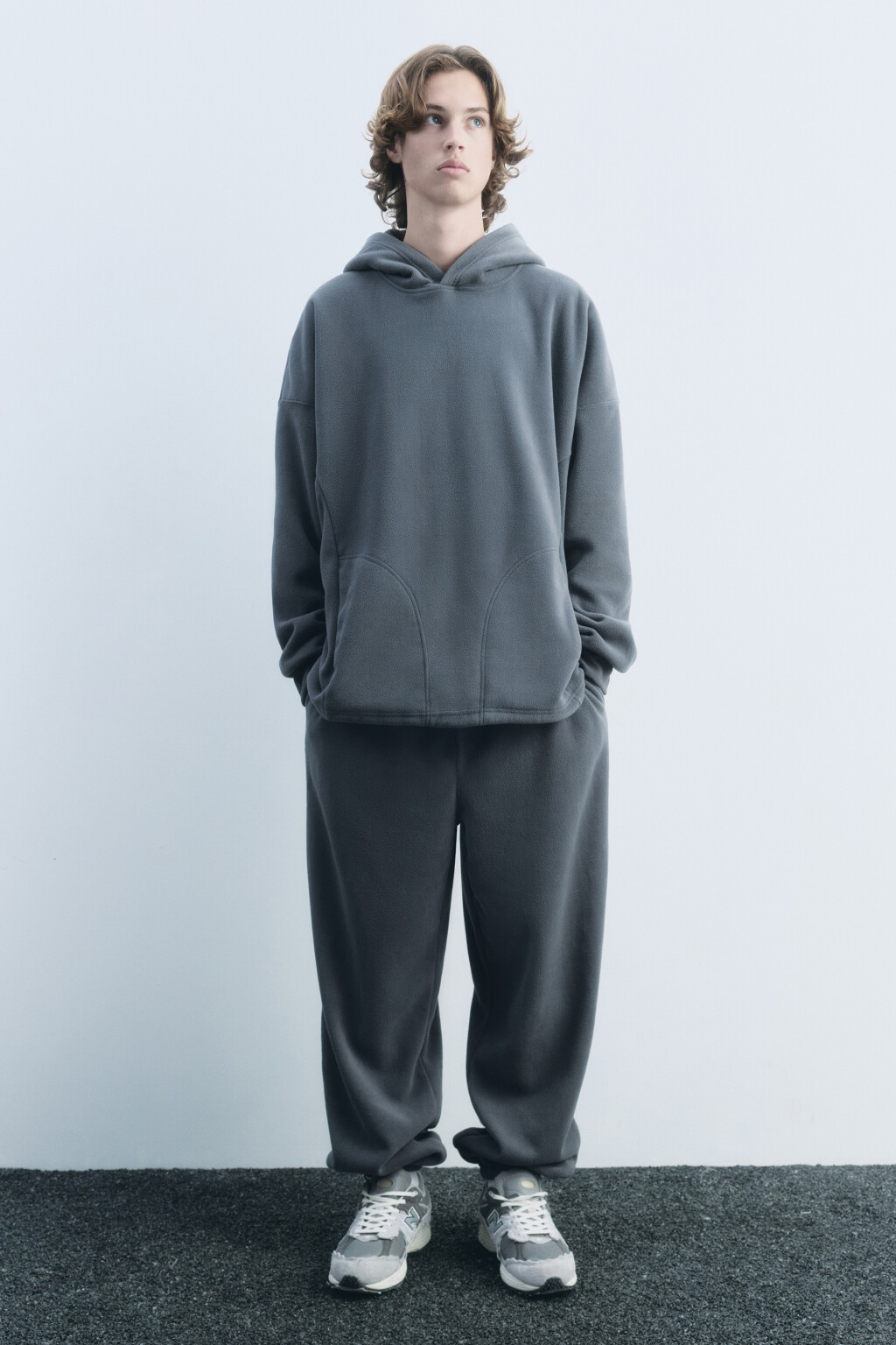 Худи oversize флисовая с капюшоном - цвет серый - 6