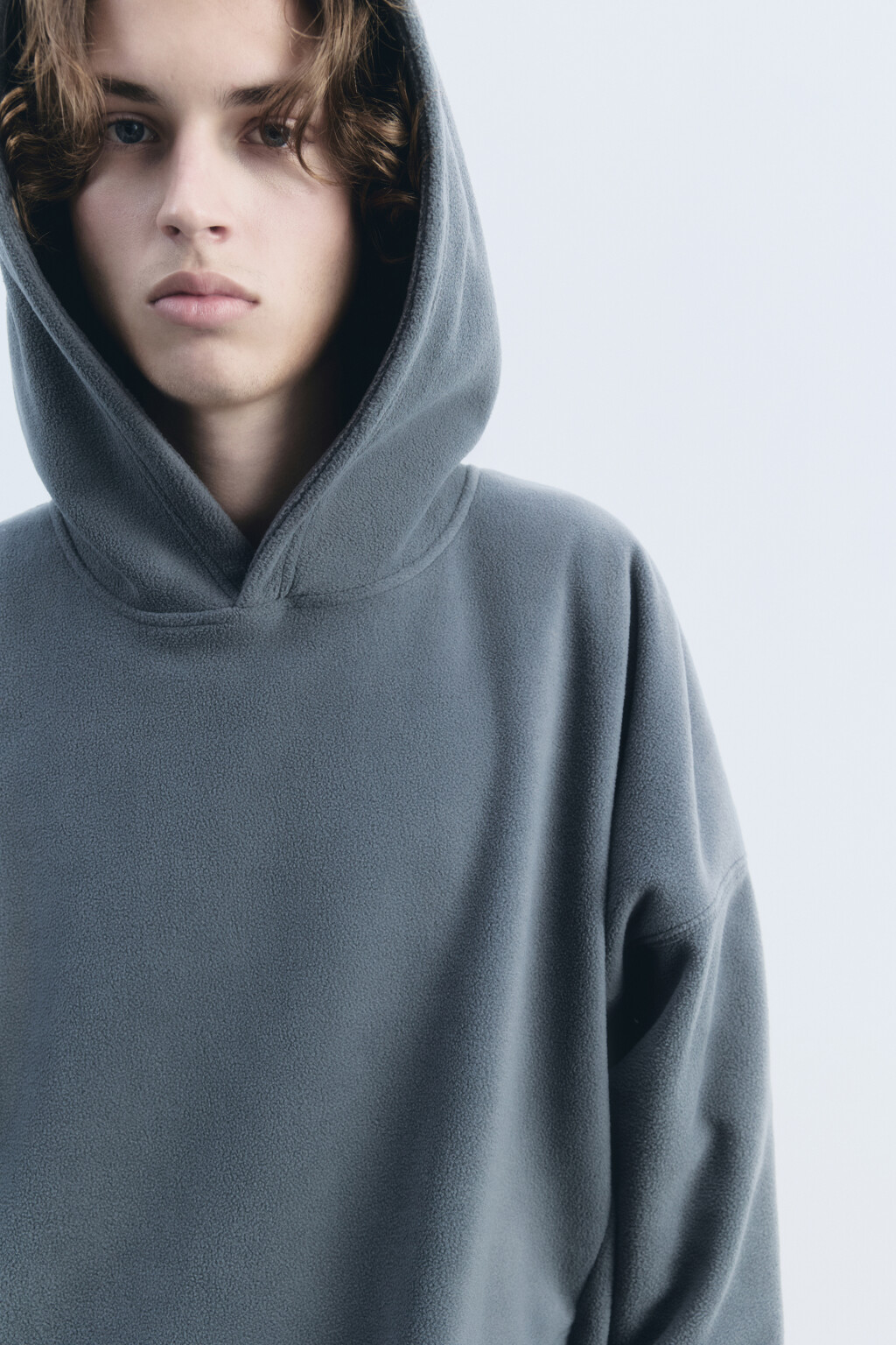 Худи oversize флисовая с капюшоном - цвет серый - 7