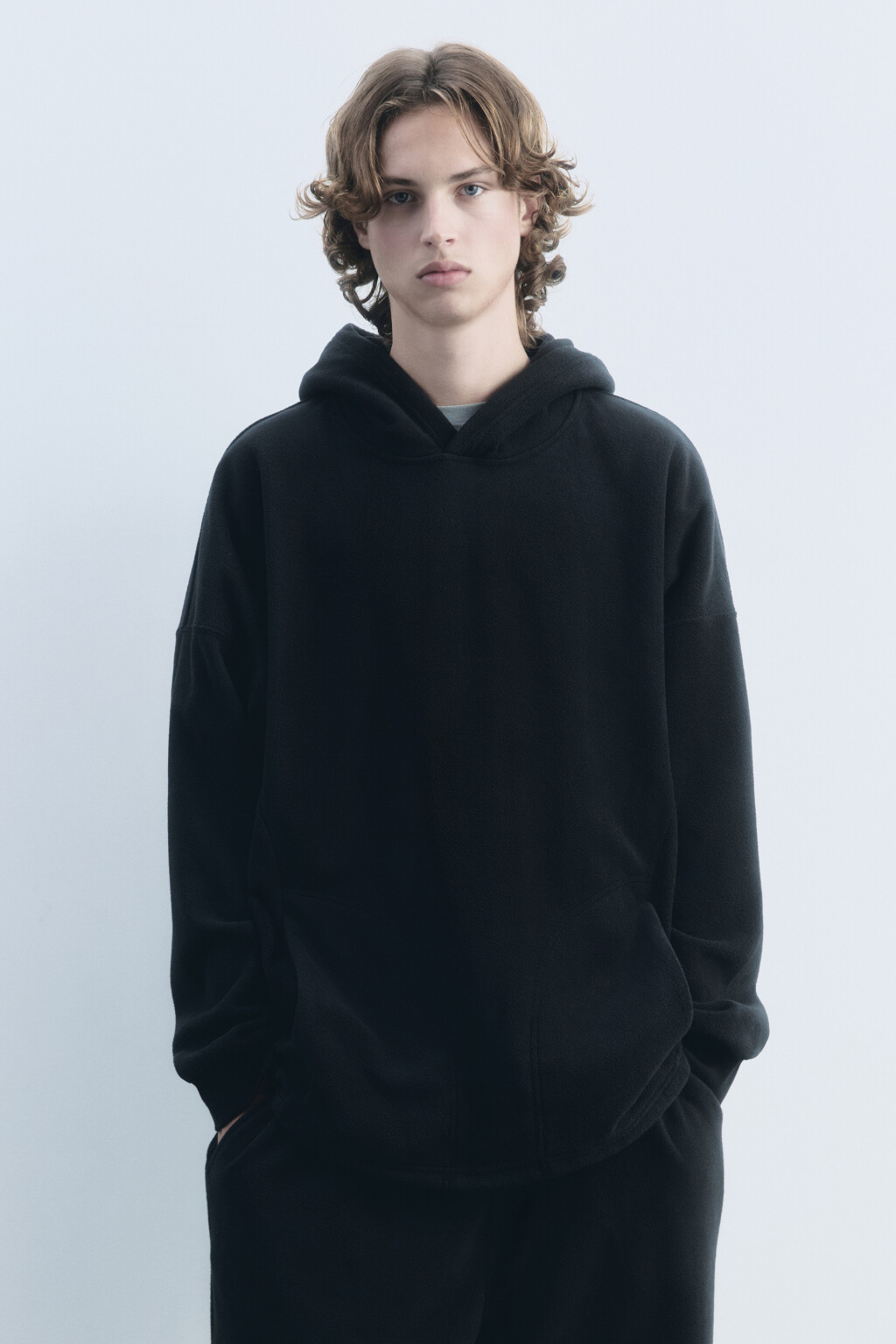 Худи oversize флисовая с капюшоном - цвет черный - 3