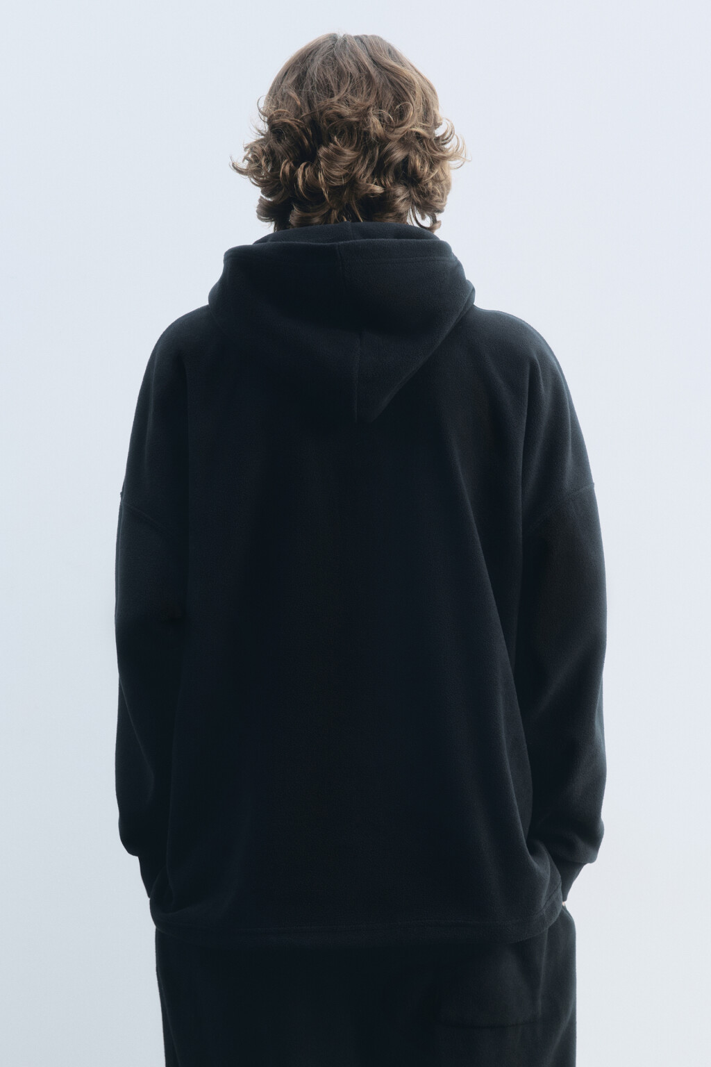 Худи oversize флисовая с капюшоном - цвет черный - 5