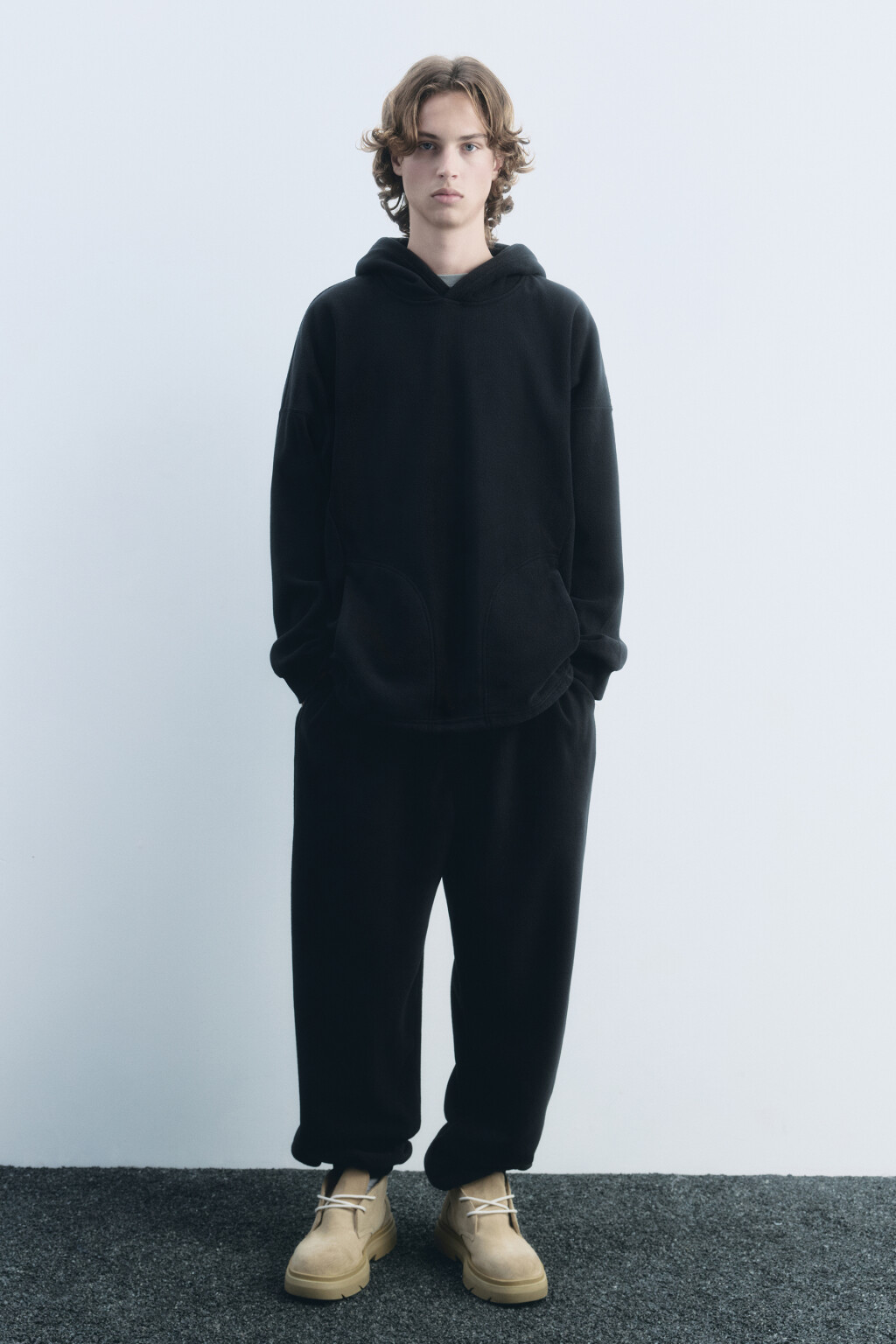 Худи oversize флисовая с капюшоном - цвет черный - 6