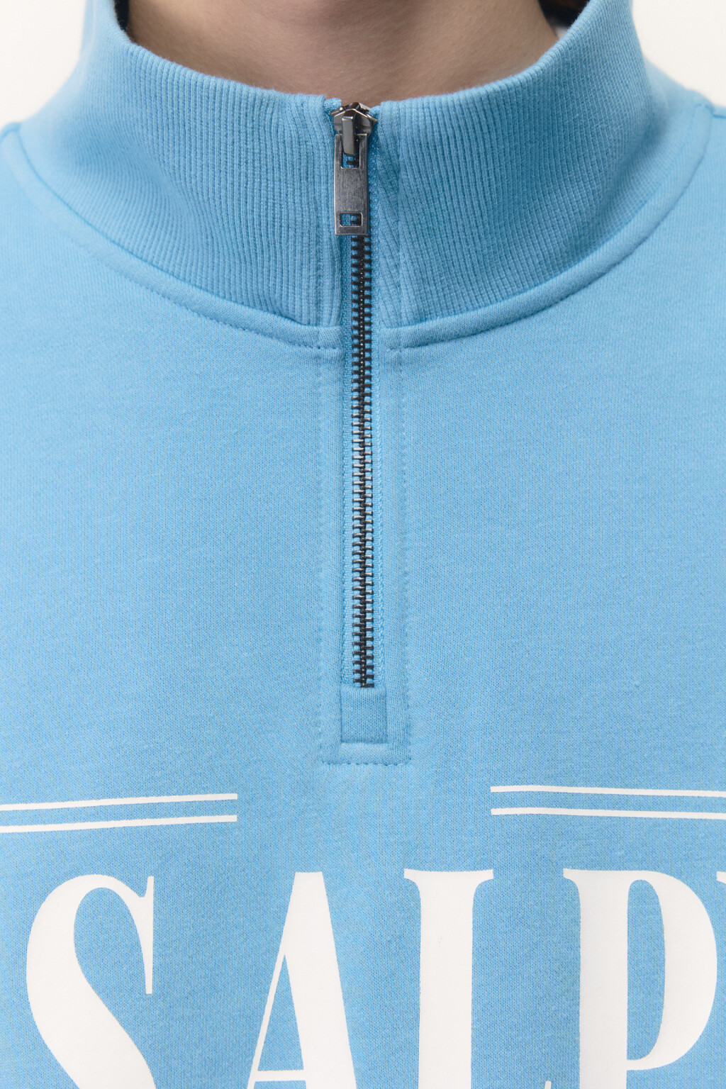Свитшот half zip с зимним принтом - цвет голубой - 7
