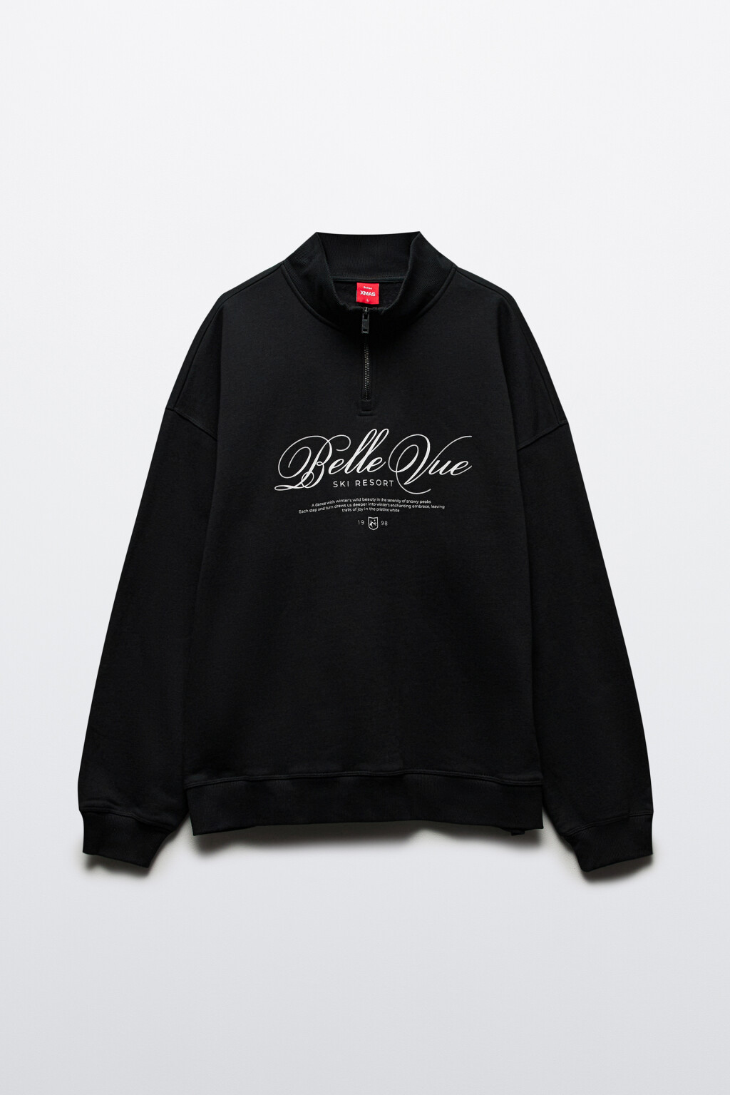 Свитшот half zip с зимним принтом - цвет черный - 11