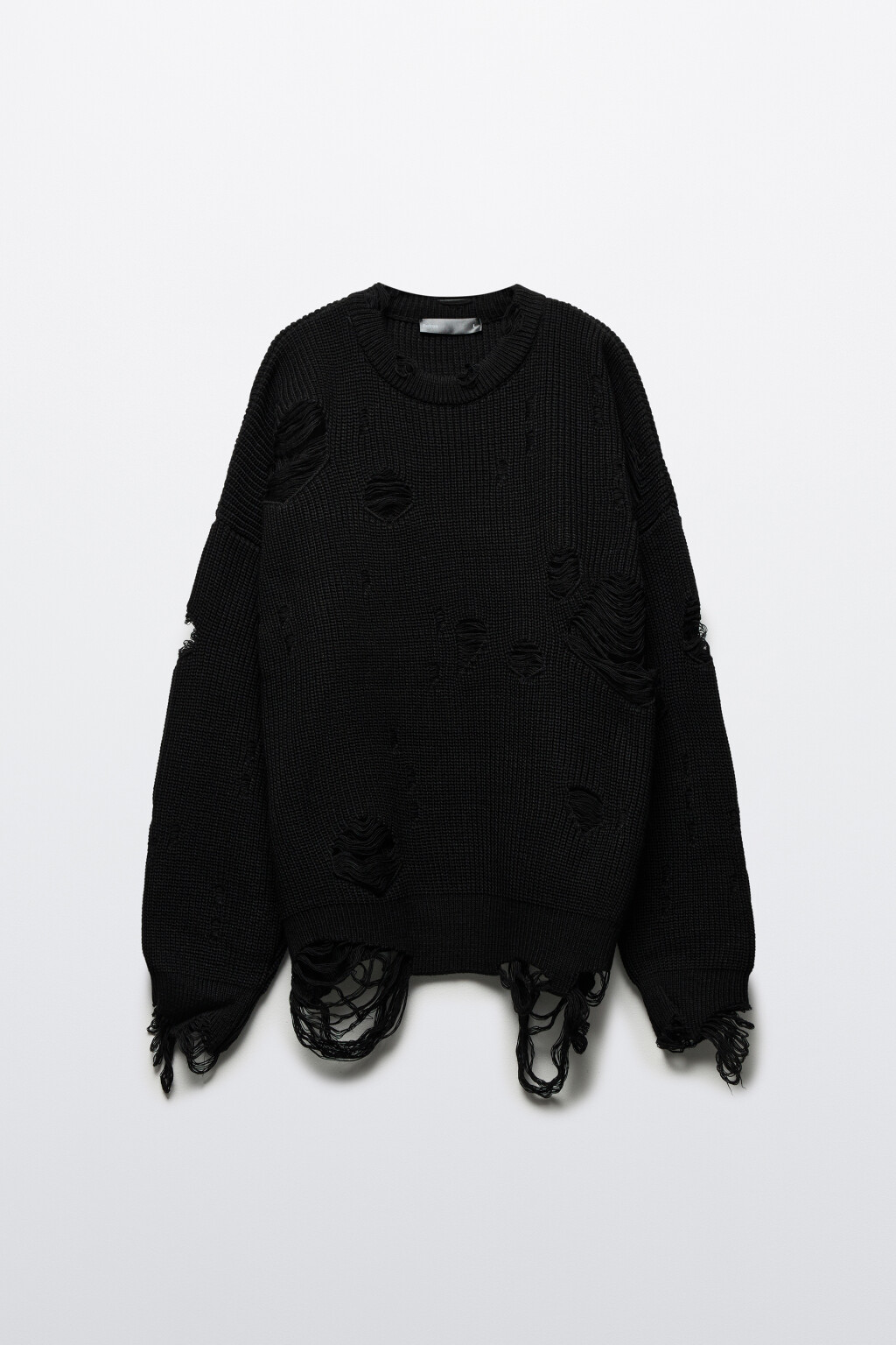 Джемпер oversize рваный в стиле гранж - цвет черный - 8