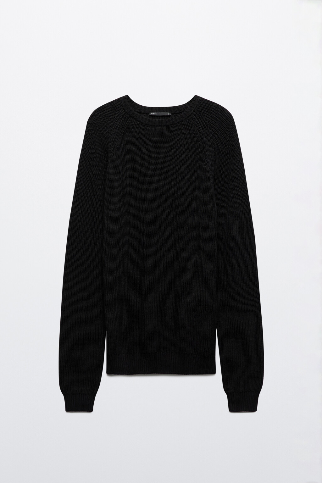 Свитер вязаный хлопковый с рукавами-реглан - цвет черный - 8