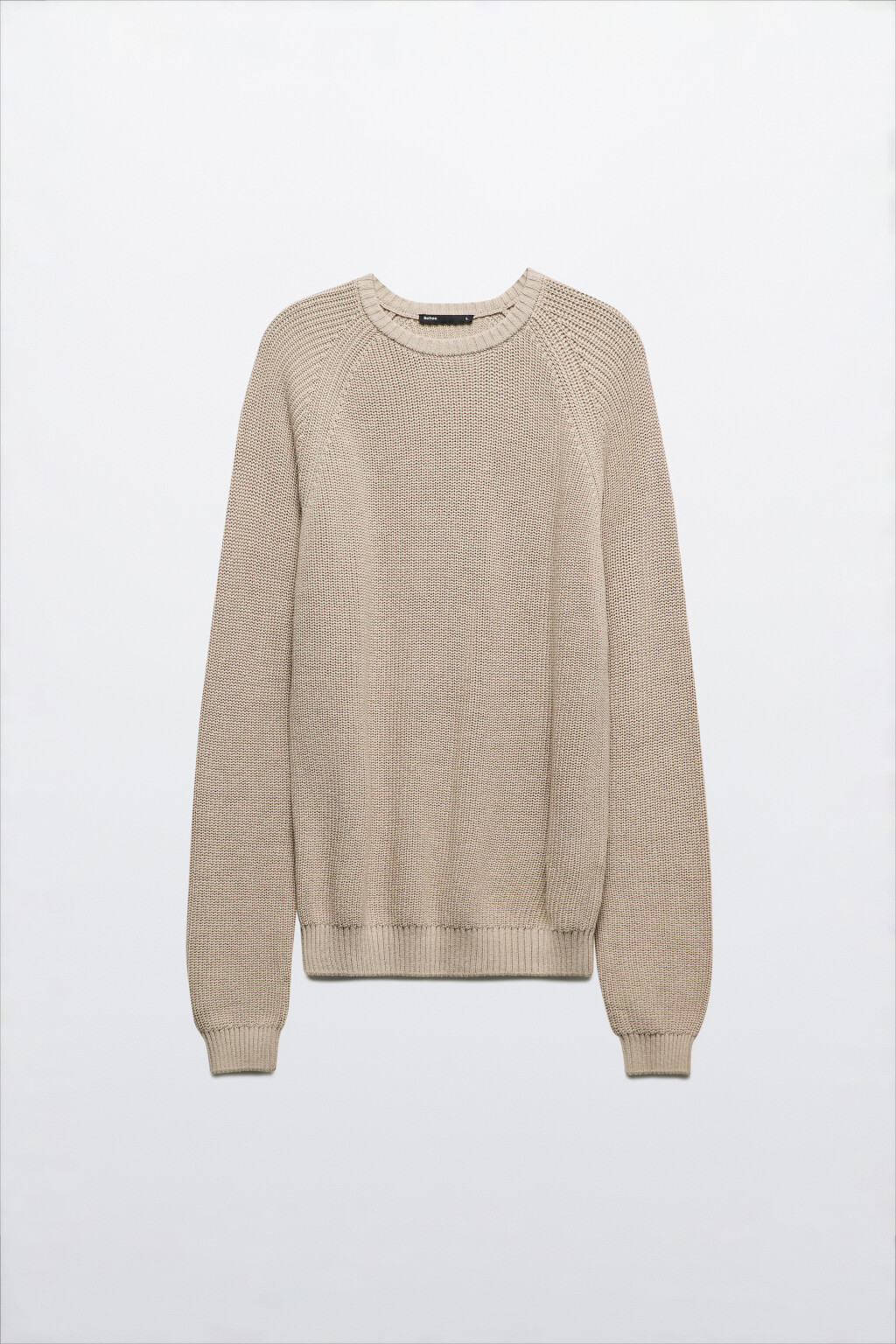 Свитер вязаный хлопковый с рукавами-реглан - цвет бежевый - 9