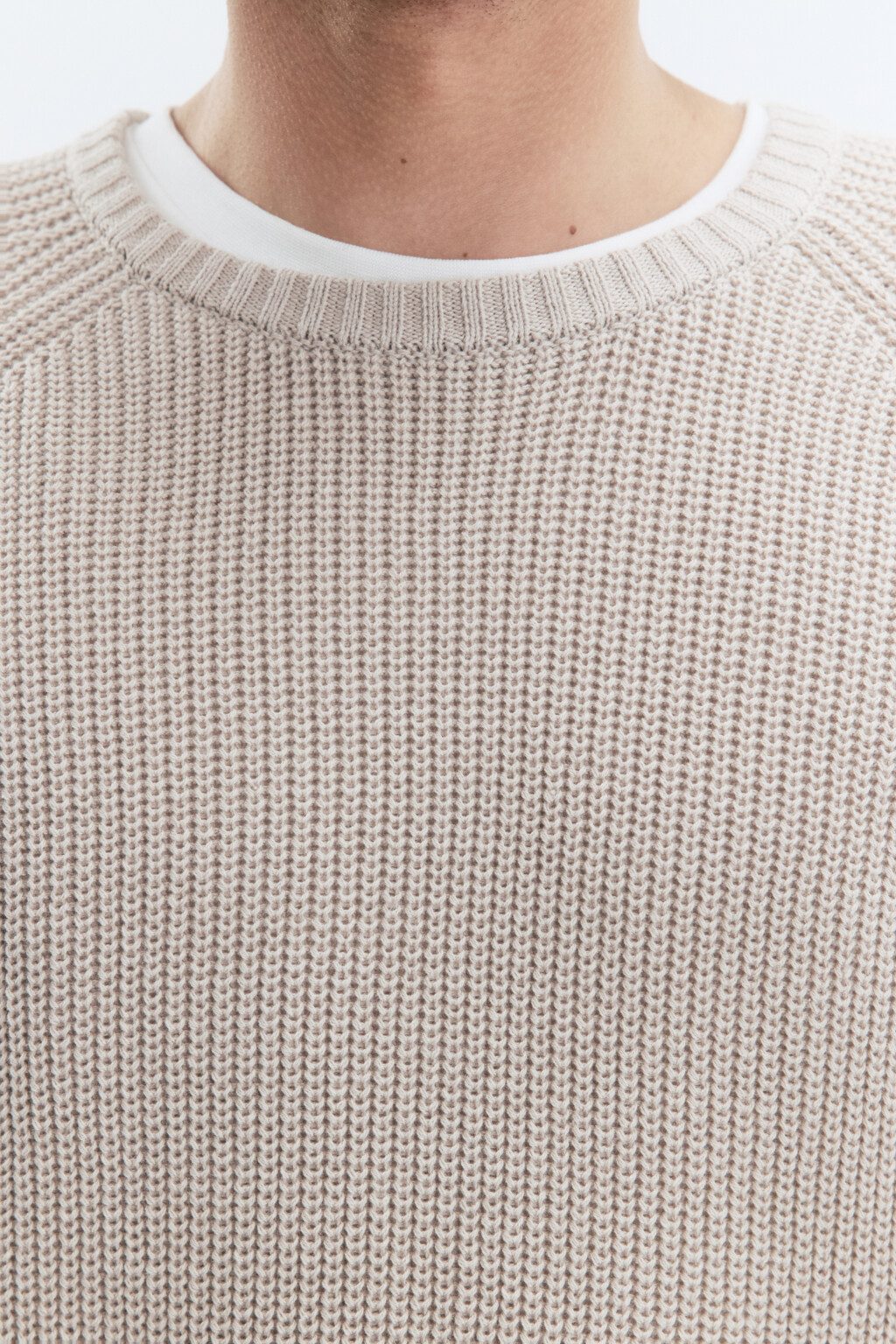 Свитер вязаный хлопковый с рукавами-реглан - цвет бежевый - 7