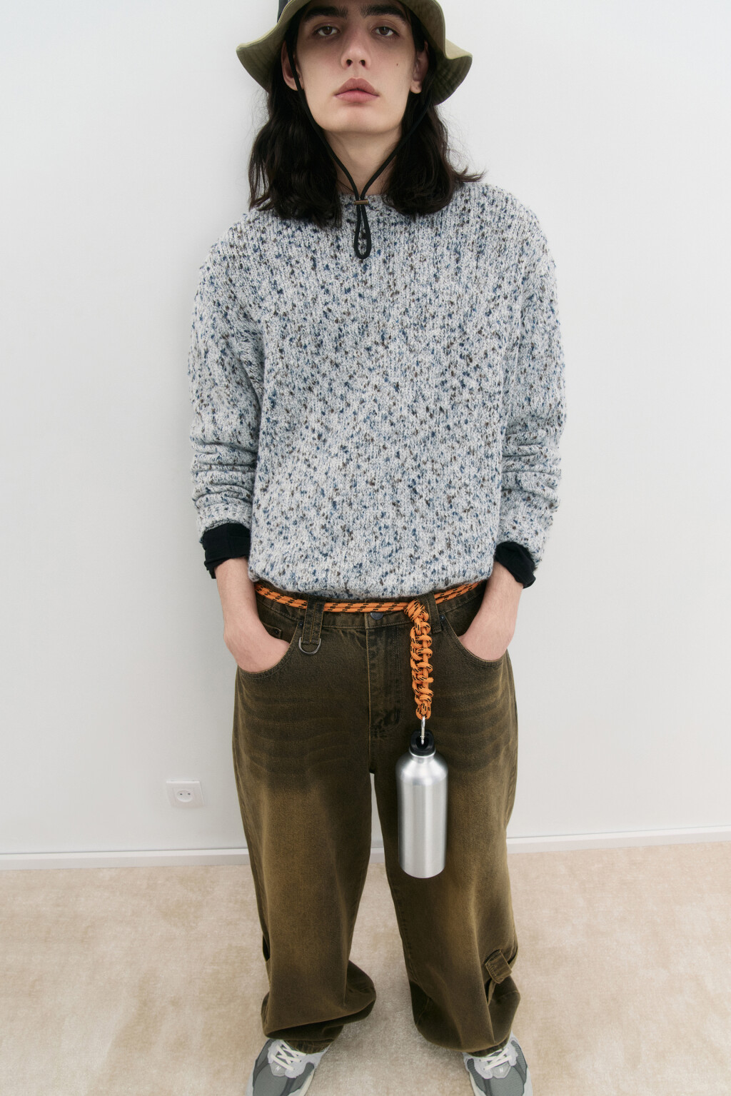 Свитер oversize вязаный с шерстью - цвет серый - 3