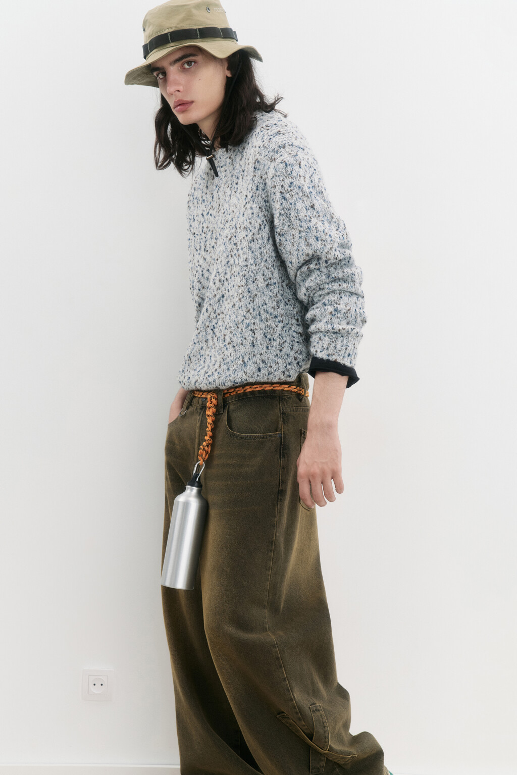 Свитер oversize вязаный с шерстью - цвет серый - 2