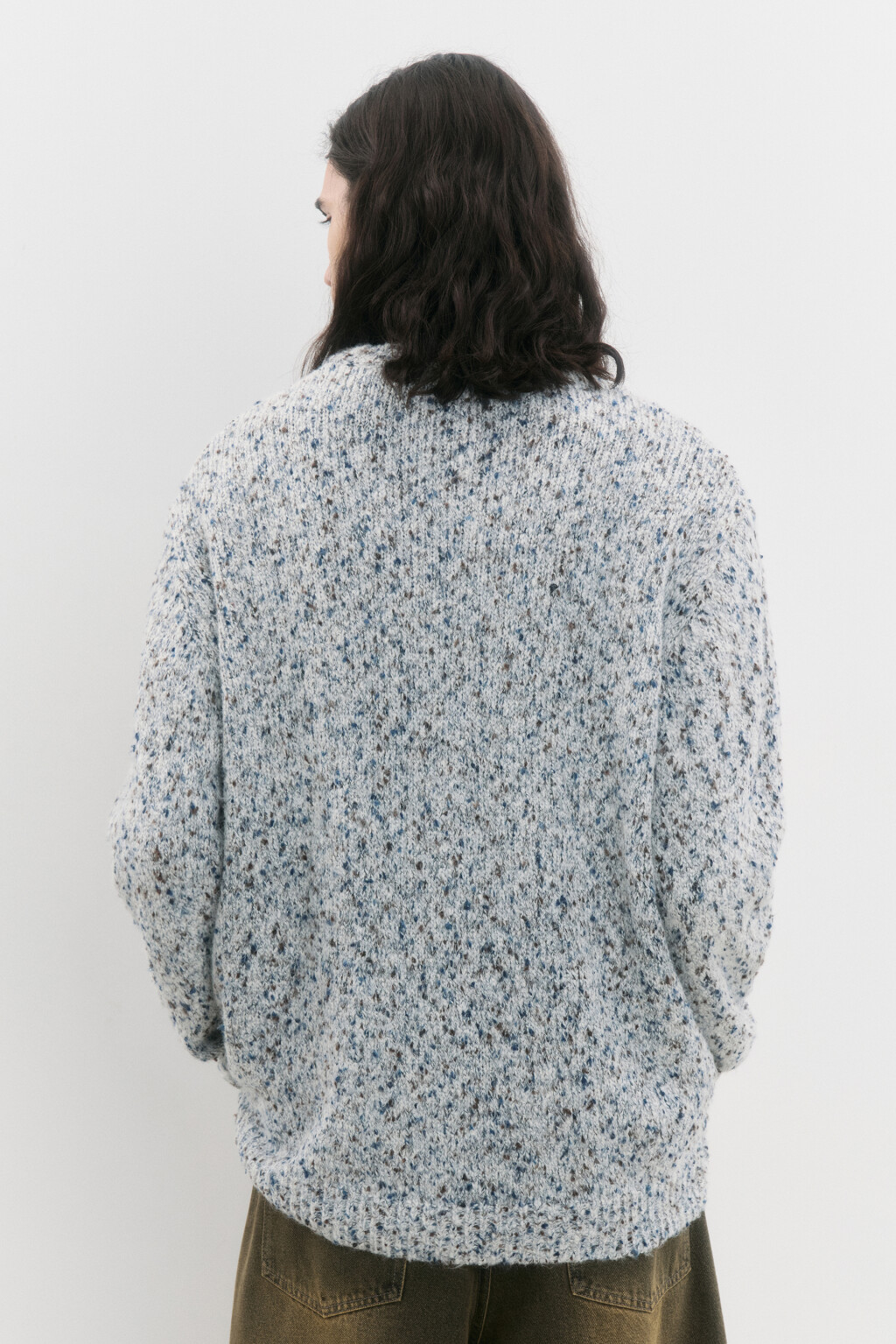 Свитер oversize вязаный с шерстью - цвет серый - 5