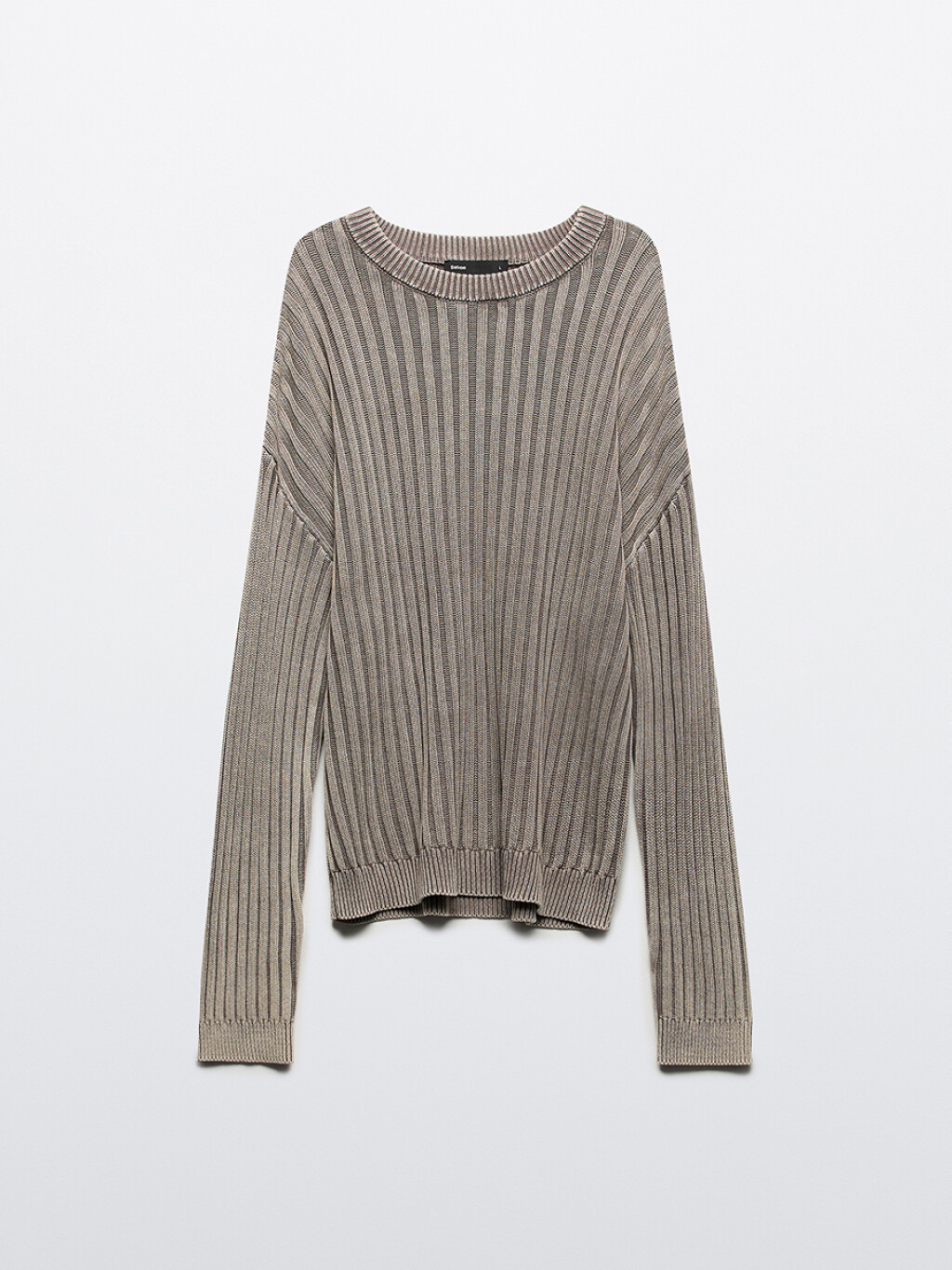 Джемпер вязаный свободный из хлопковой пряжи - цвет серый - 11