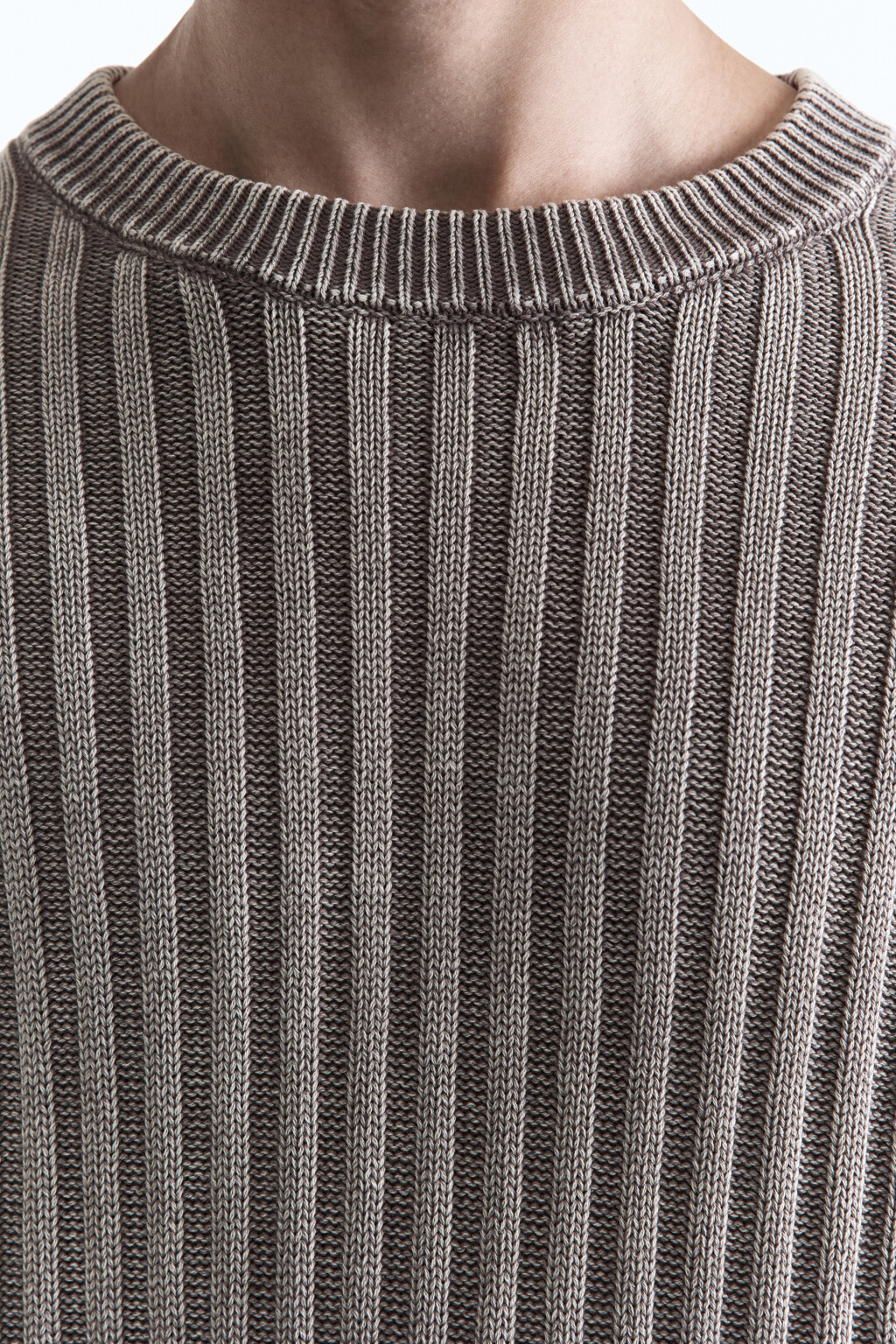 Джемпер вязаный свободный из хлопковой пряжи - цвет серый - 7