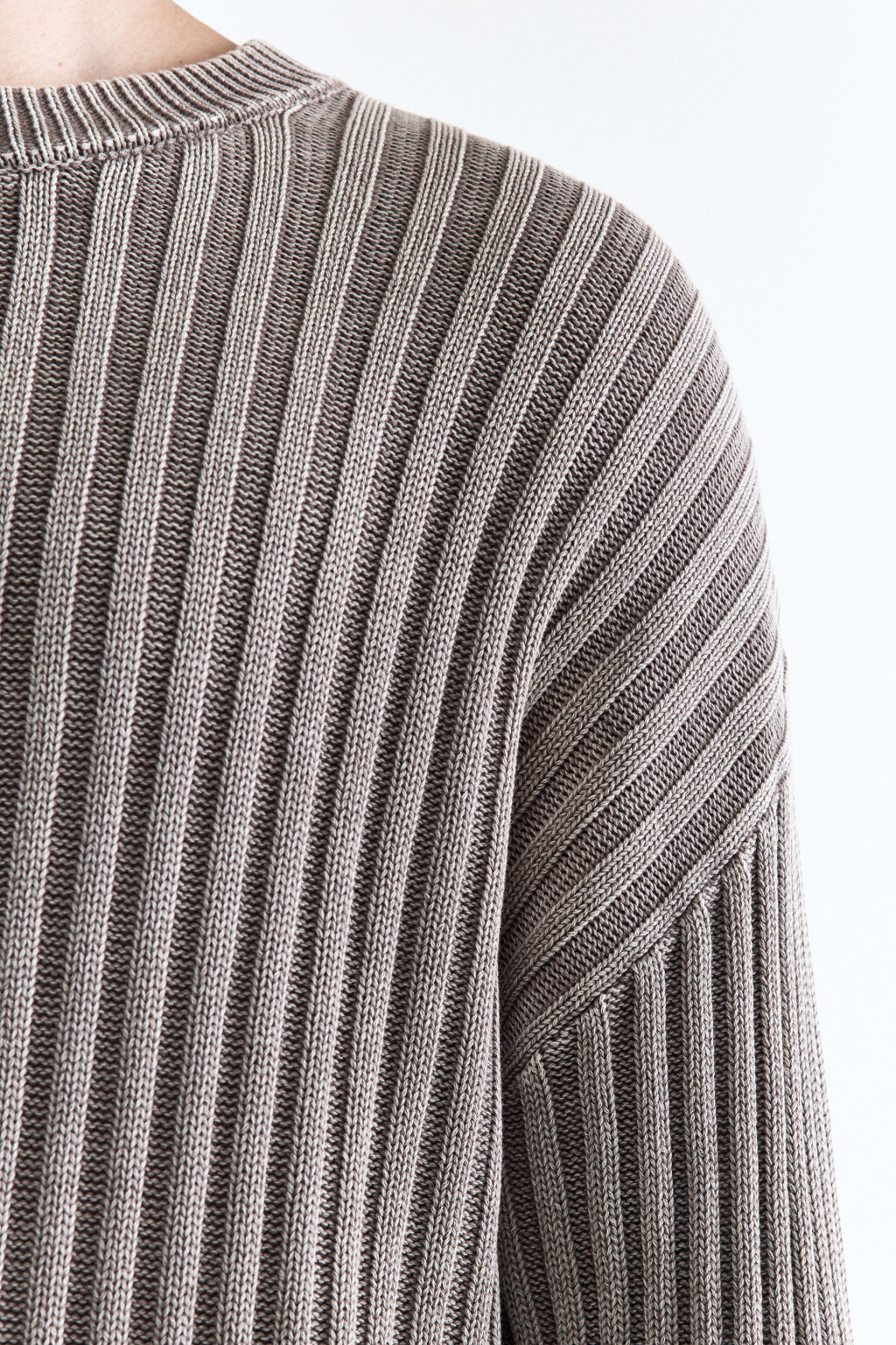 Джемпер вязаный свободный из хлопковой пряжи - цвет серый - 8